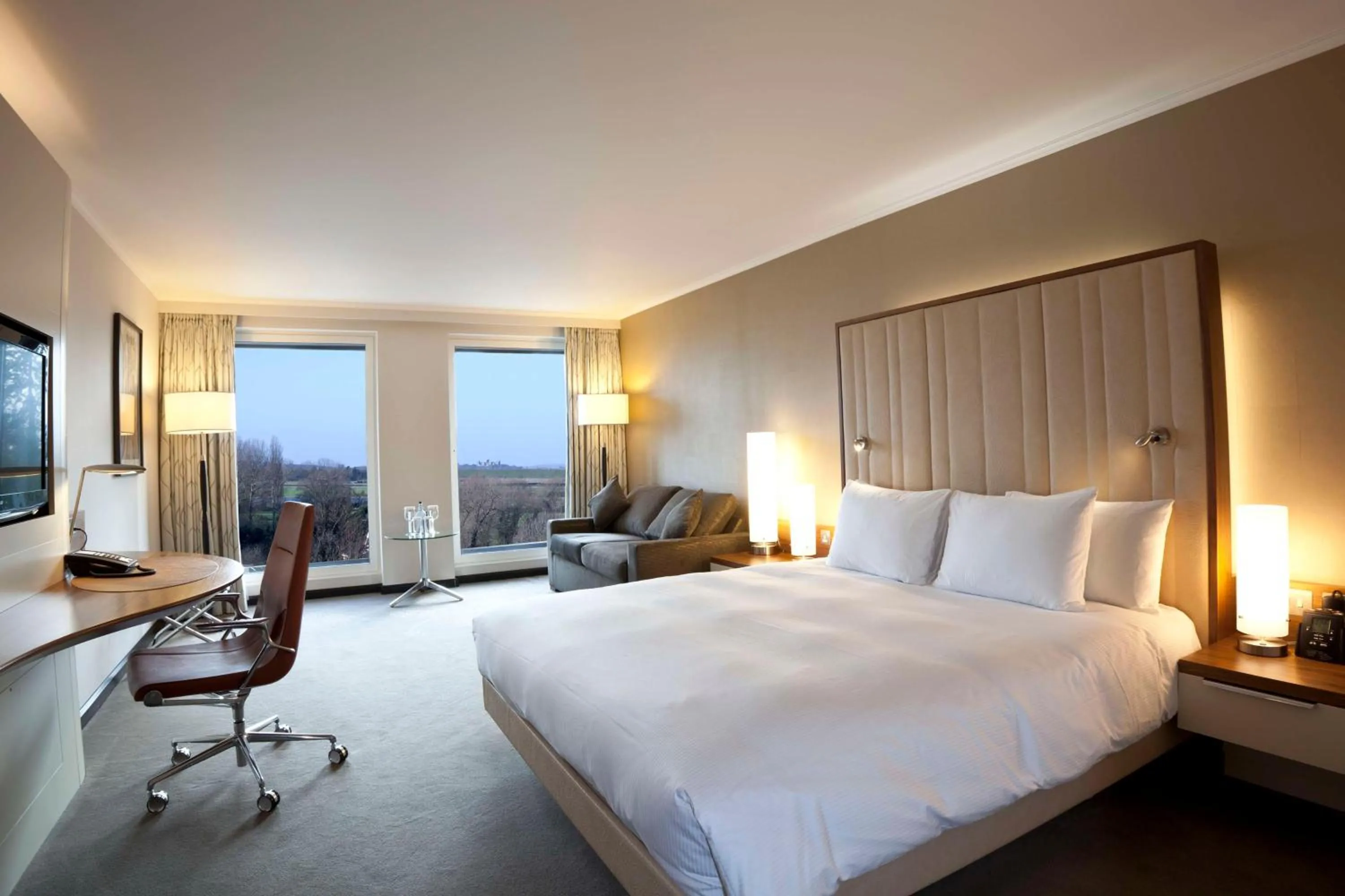 Bed in Hilton London Heathrow Airport Terminal 5