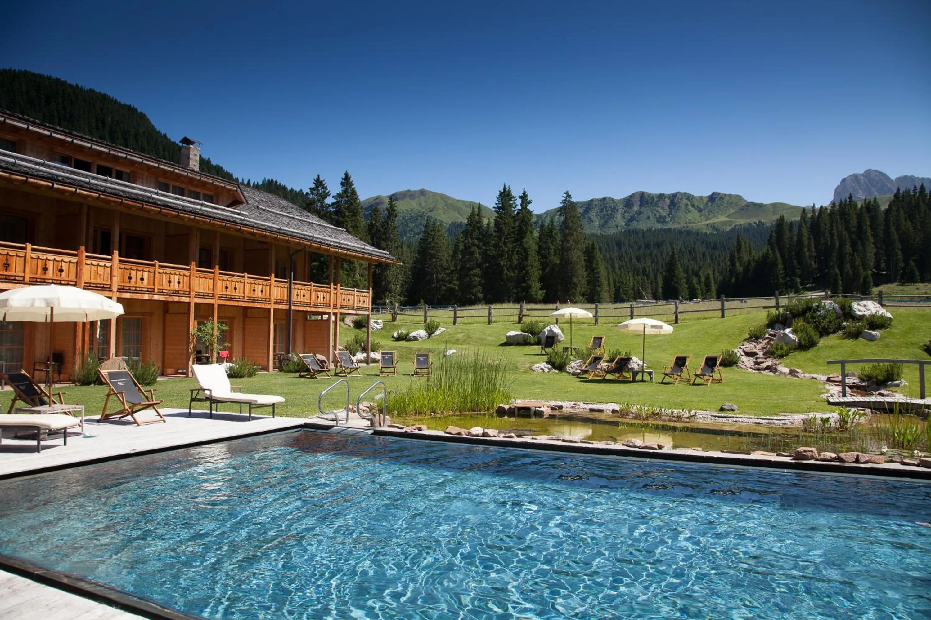 Pool view in Dolomites Living Hotel Tirler