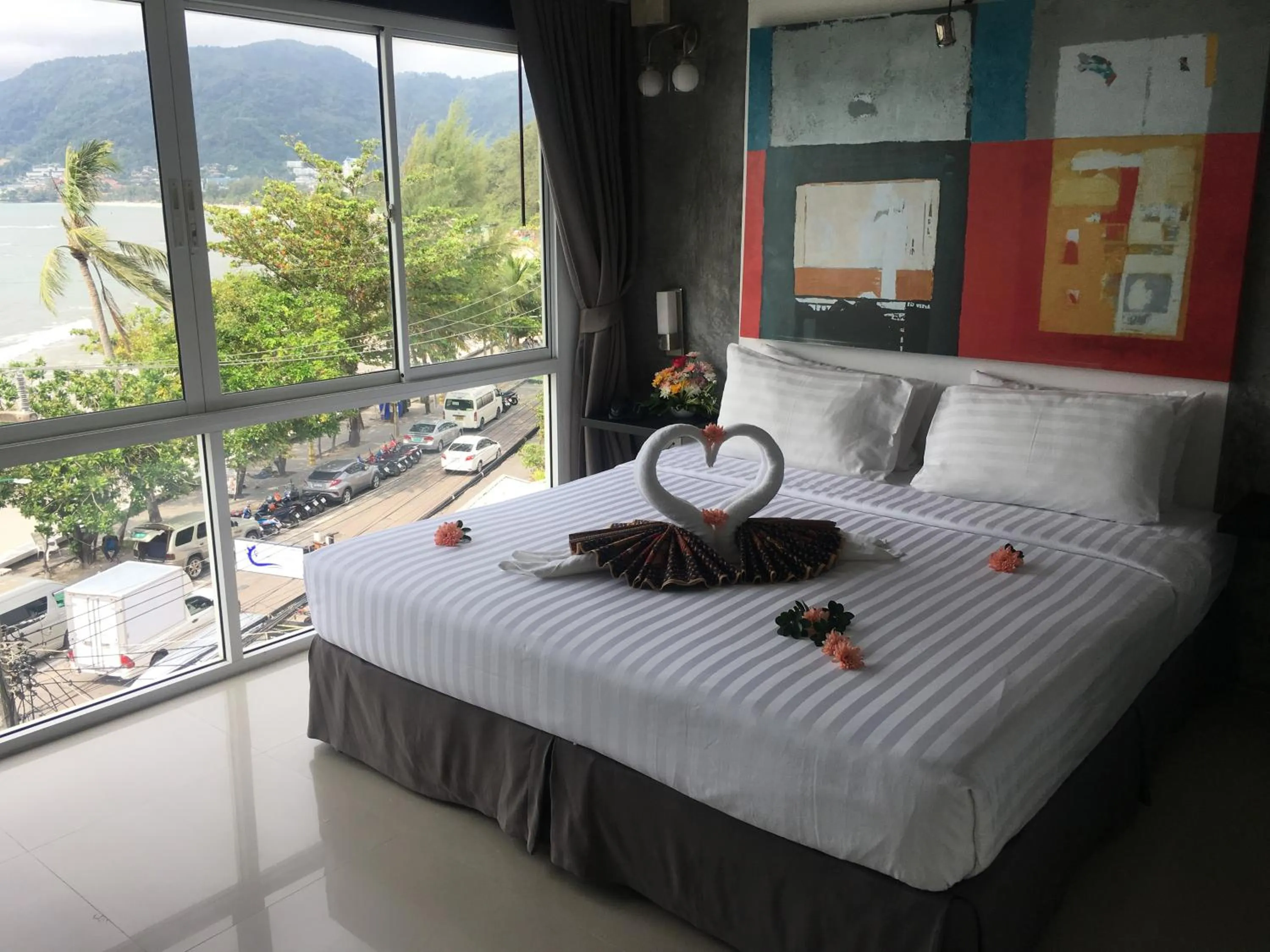 Bed in The Front Hotel and Apartments