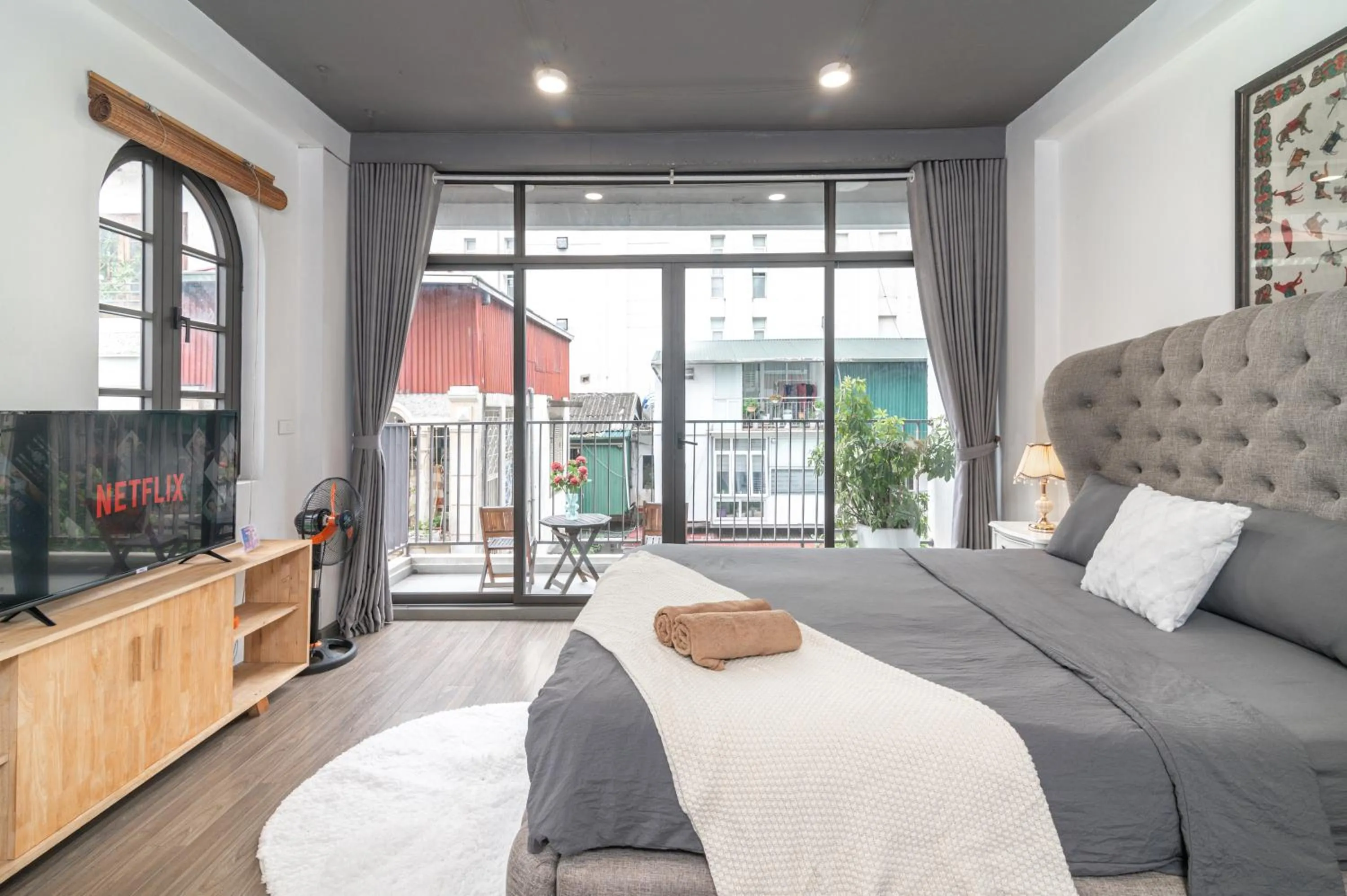 Bed in SaziHome Le Thanh Tong Hanoi