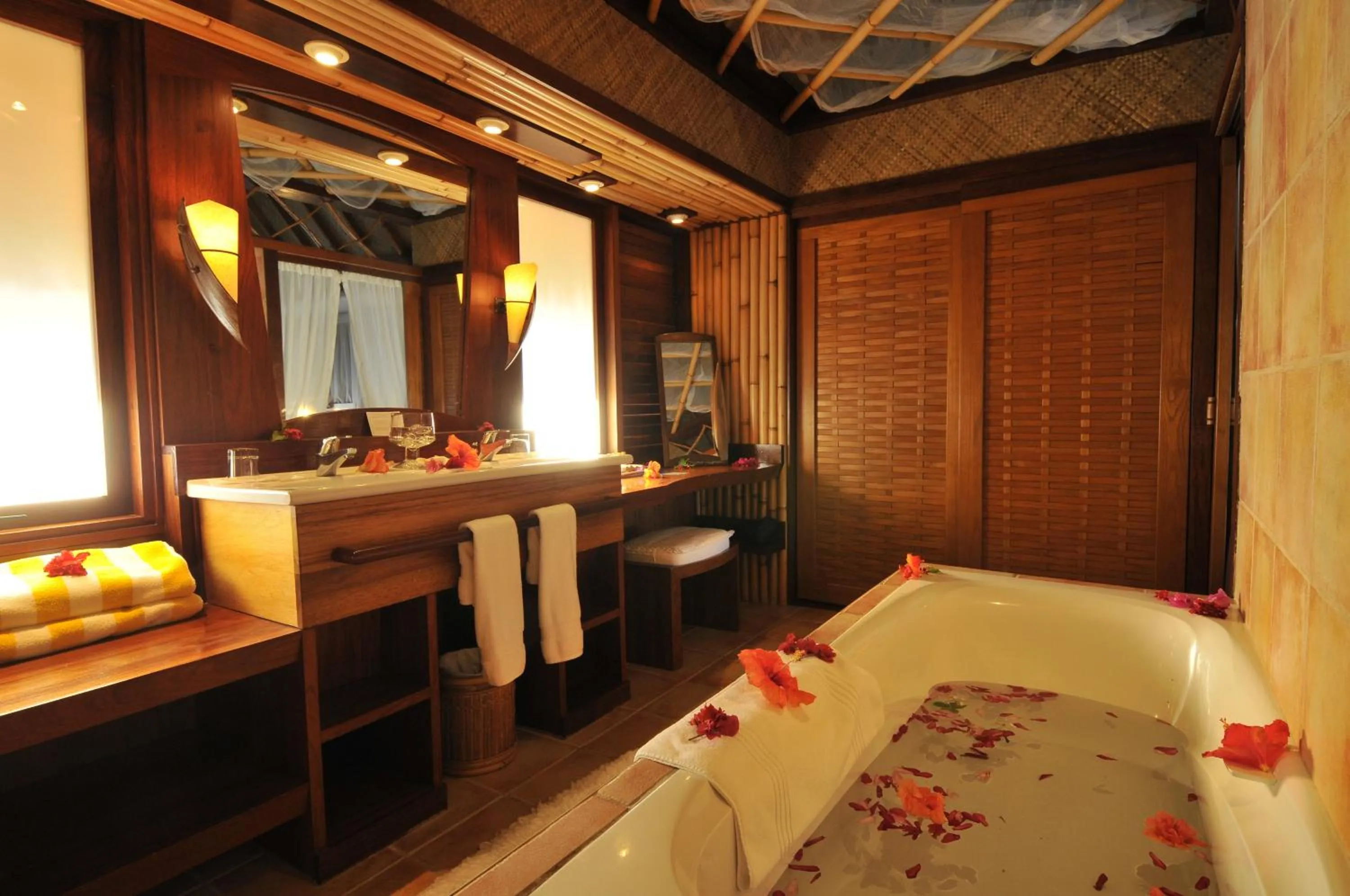 Bathroom, Bed in InterContinental Bora Bora Le Moana Resort by IHG