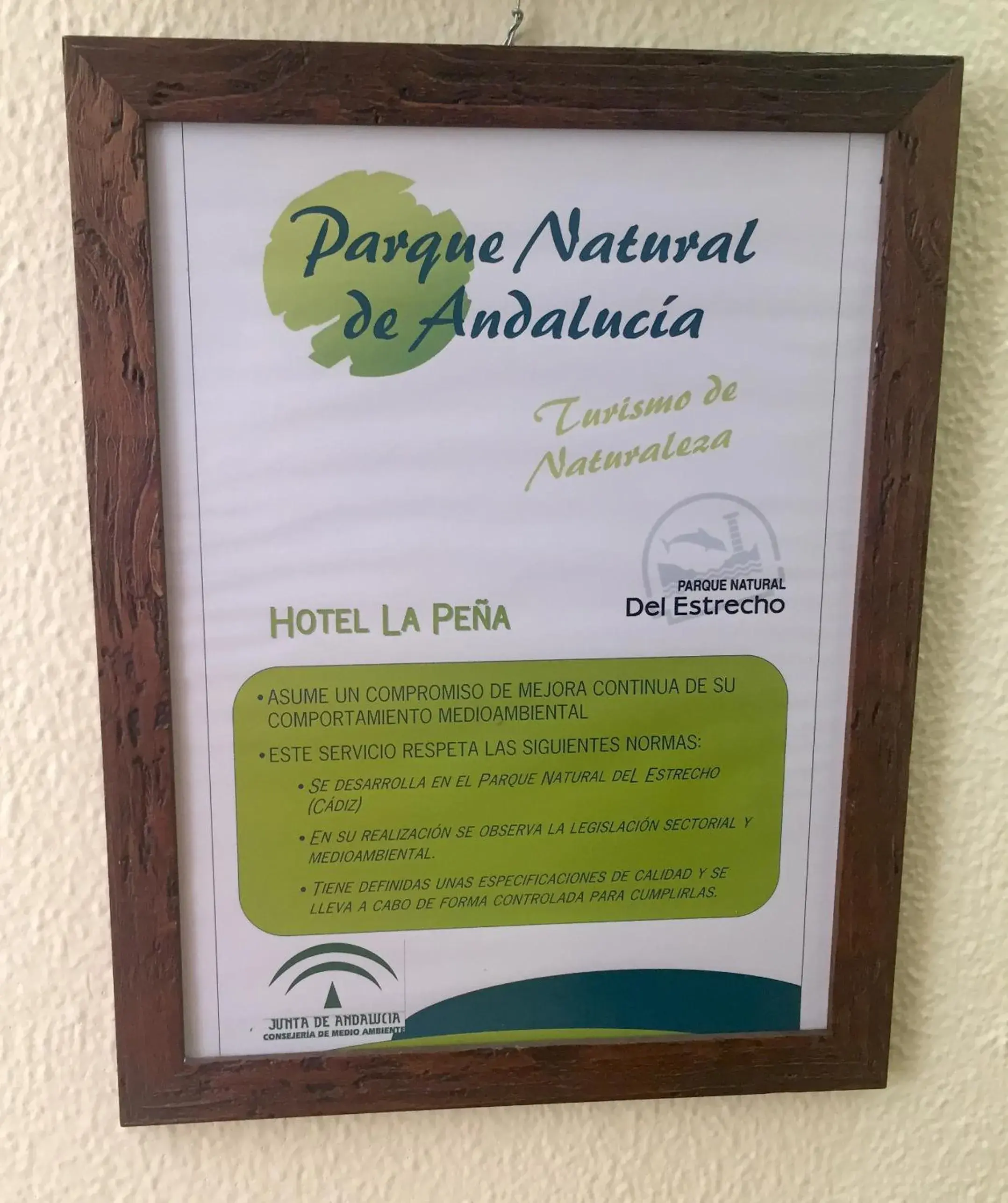 Certificate/Award in Hotel La Peña
