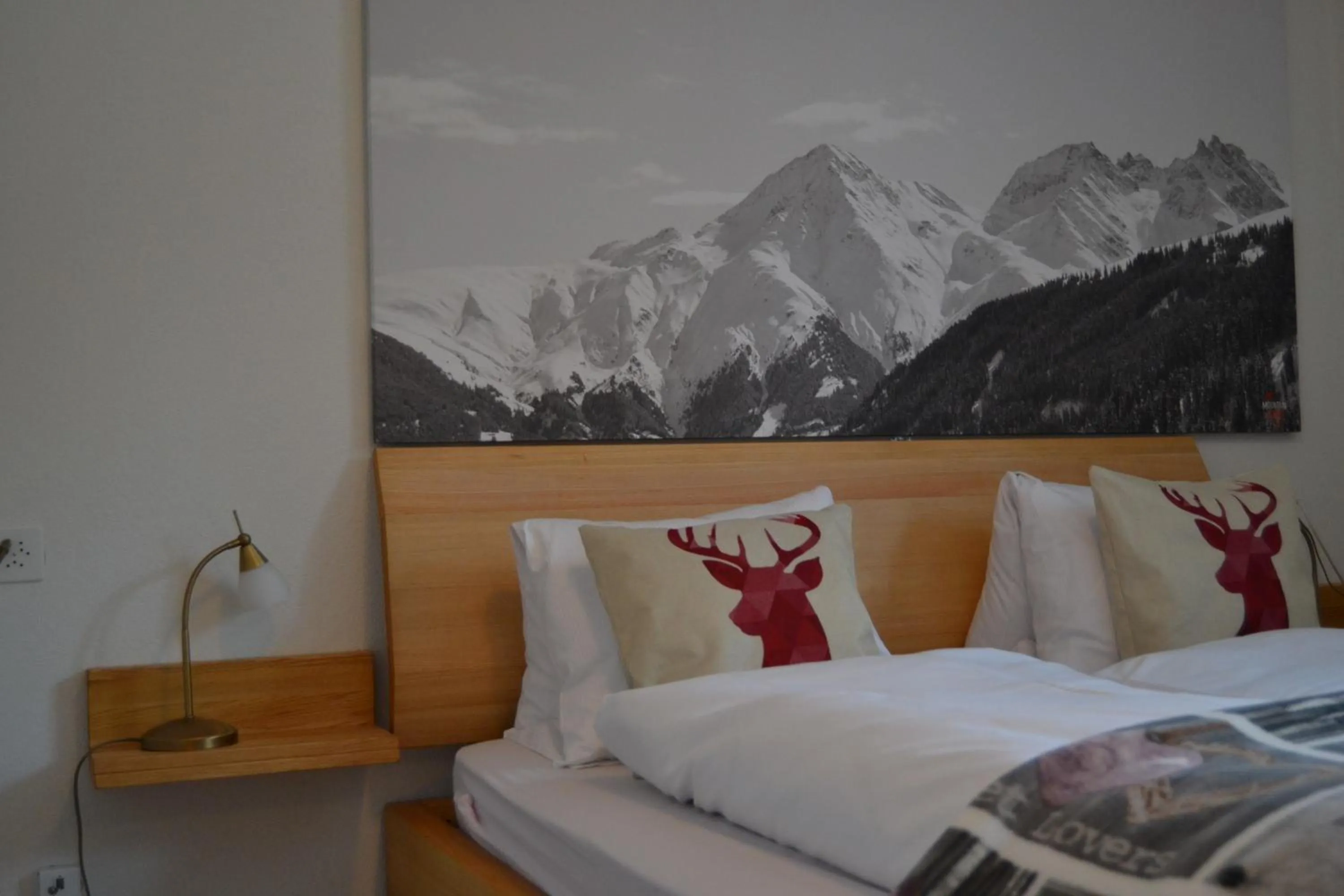 Decorative detail, Bed in Mountain Lodge Sedrun