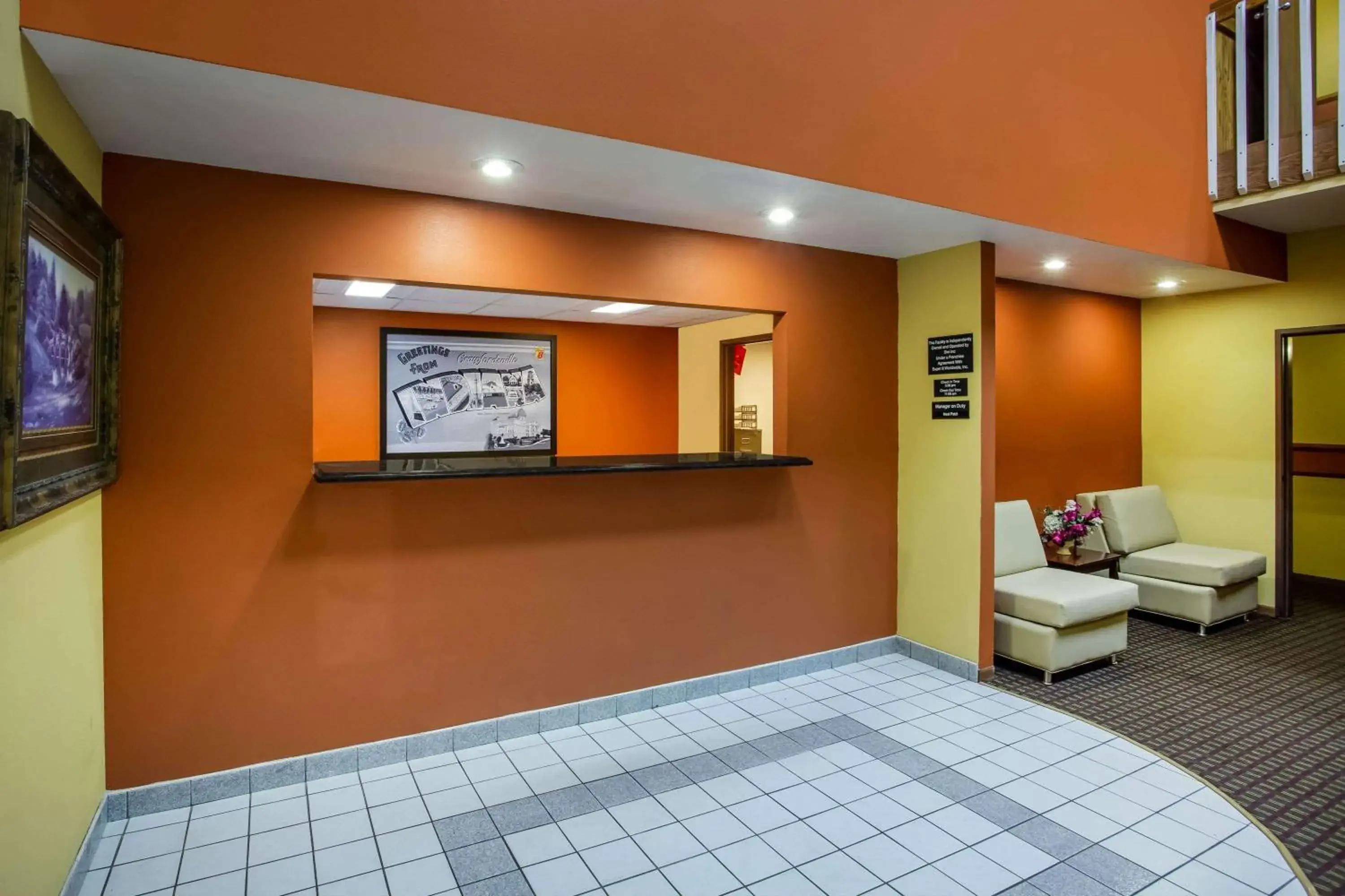 Lobby or reception in Super 8 by Wyndham Crawfordsville Lobby or reception in Super 8 by Wyndham Crawfordsville