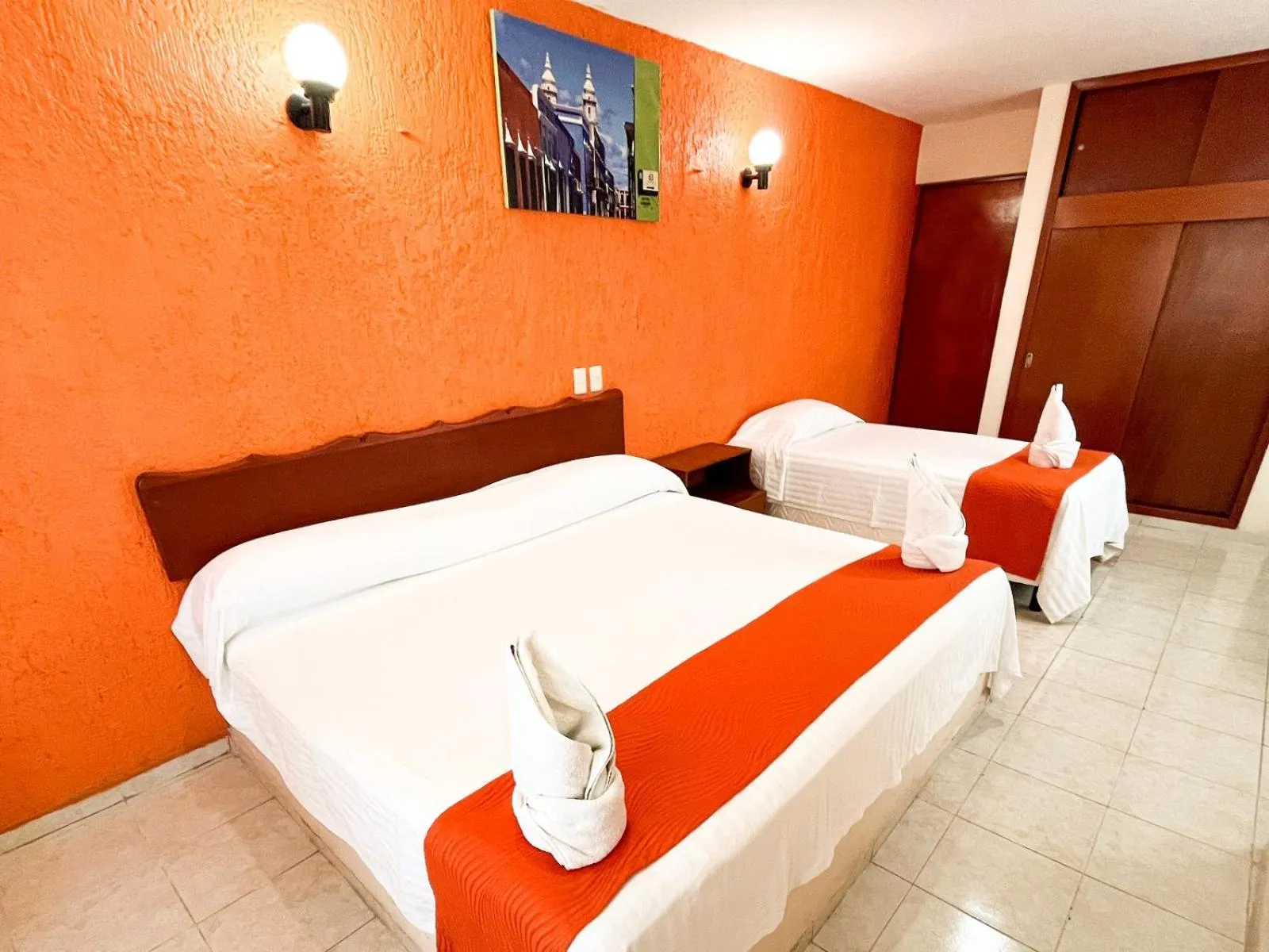 Bed in Hotel Uxulkah