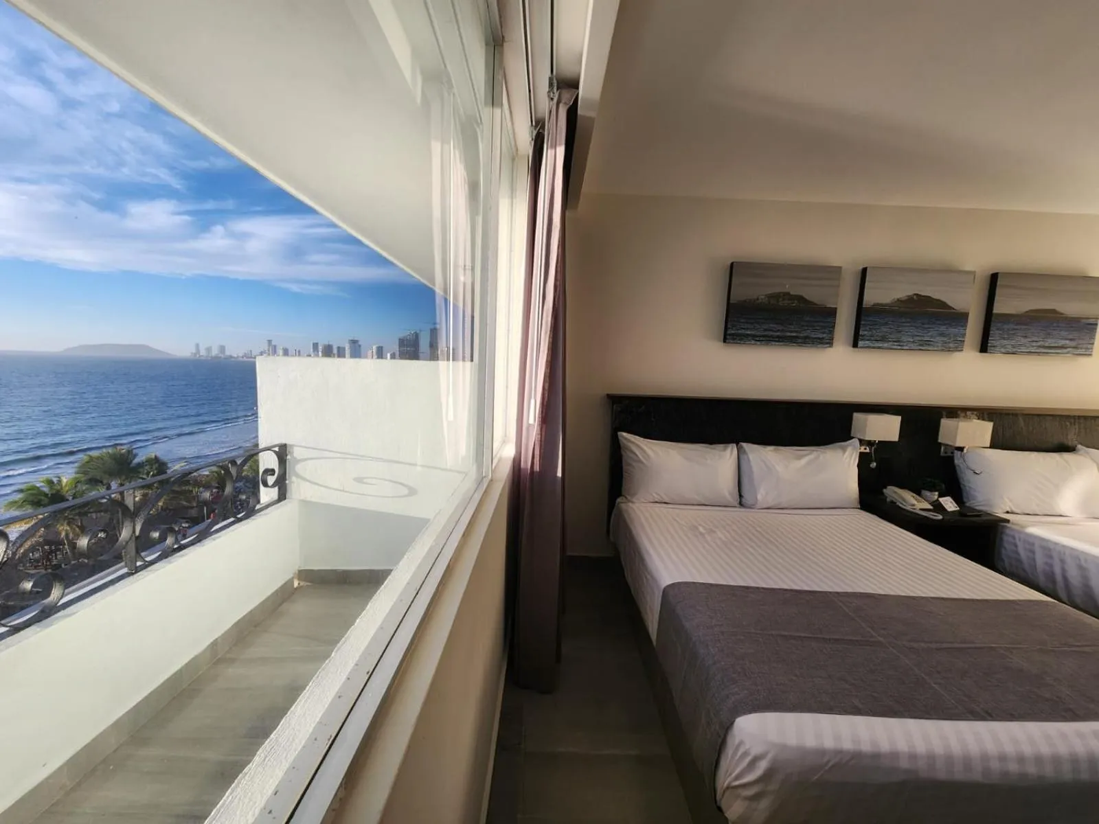 View (from property/room), Bed in Hacienda Mazatlán sea view