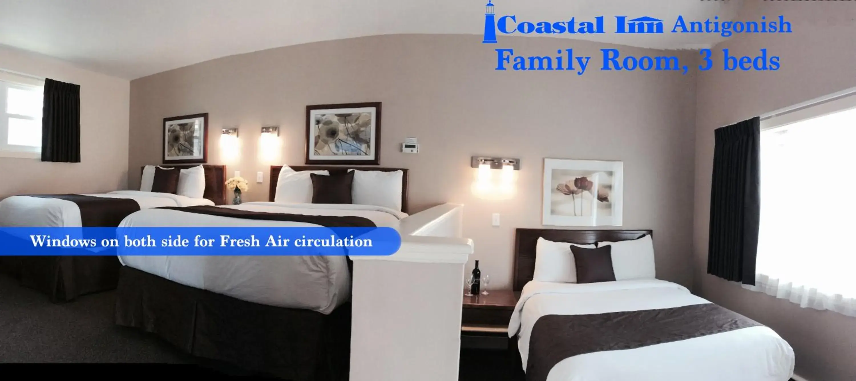 Bi-level Family Room, 2 Queen Beds and 1 Double Bed - Nonsmoking, No pets in Coastal Inn Antigonish Bi-level Family Room, 2 Queen Beds and 1 Double Bed - Nonsmoking, No pets in Coastal Inn Antigonish