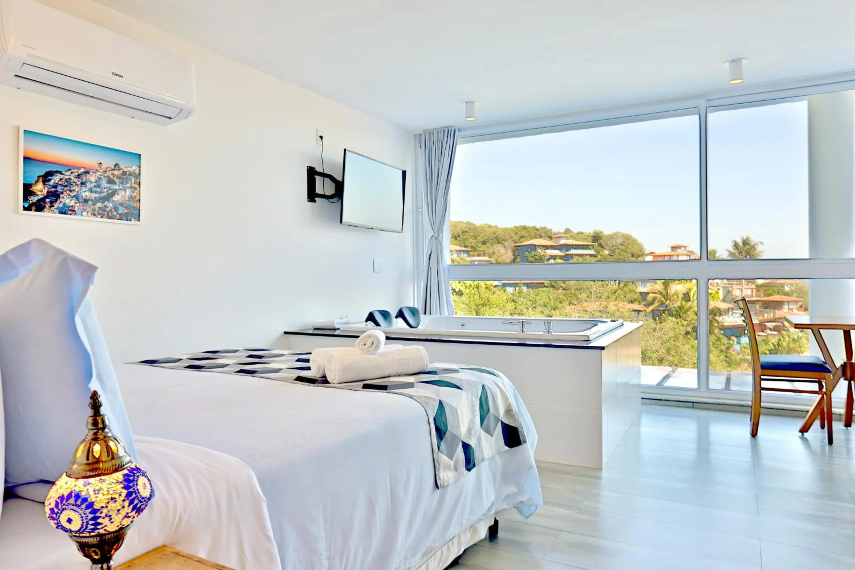 Bed in Pousada Santorini