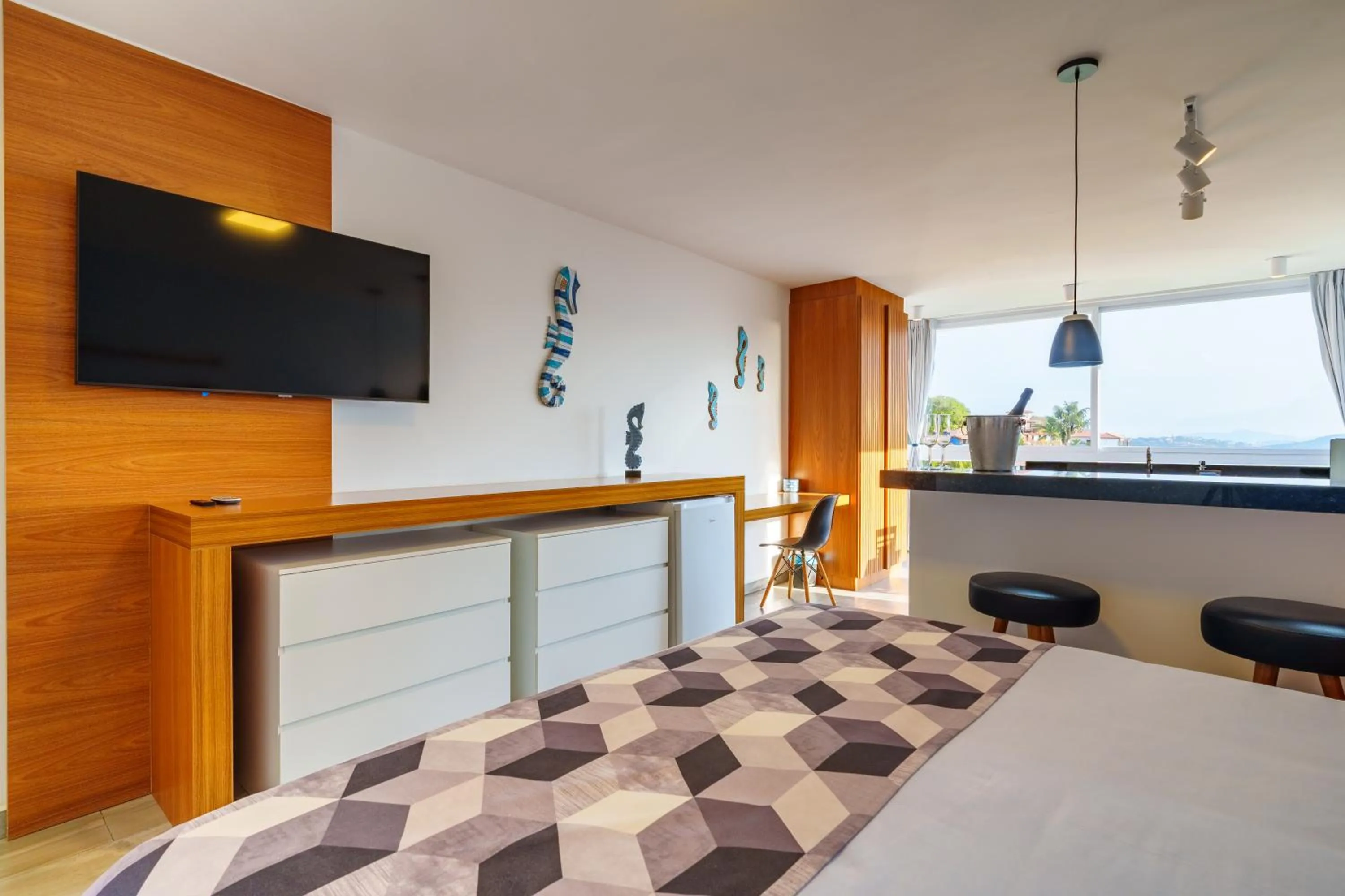 View (from property/room), Bed in Pousada Santorini