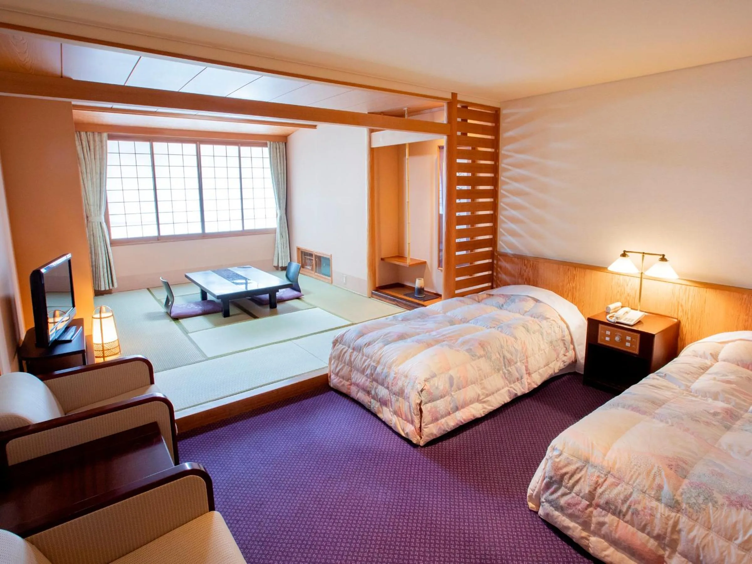 Photo of the whole room, Bed in Noboribetsu Sekisui Tei