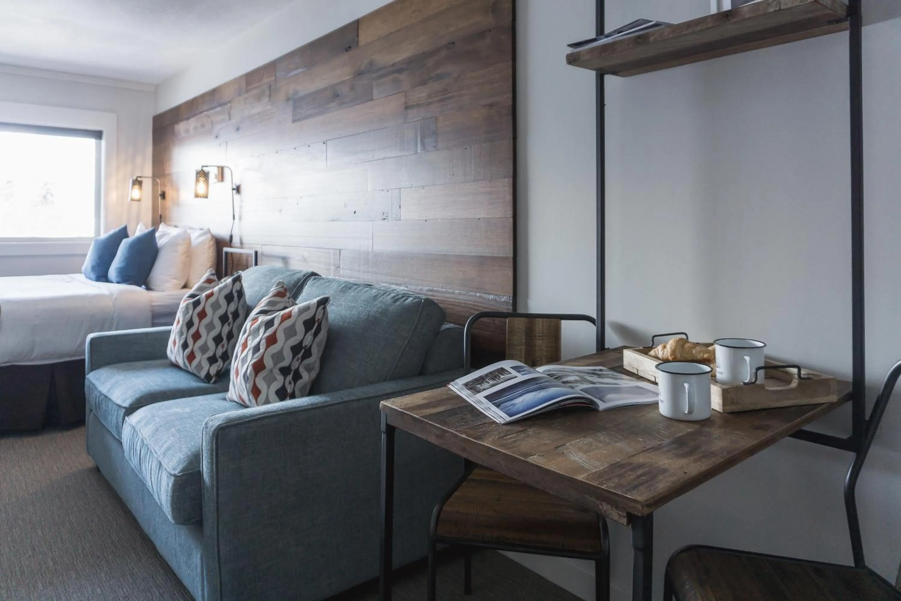 Bed in Snow Valley Lodging