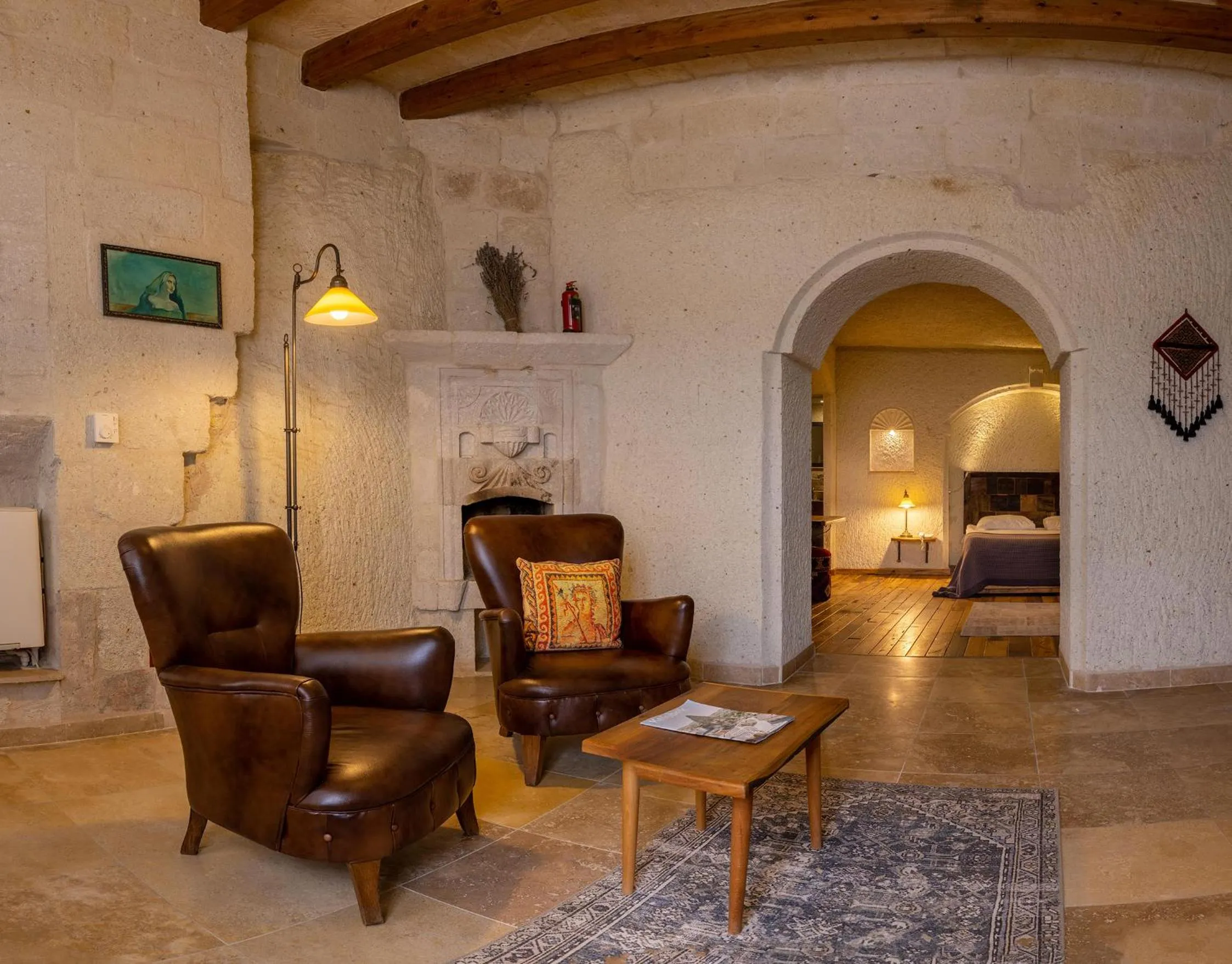 Seating area in Seki Cave Hotel