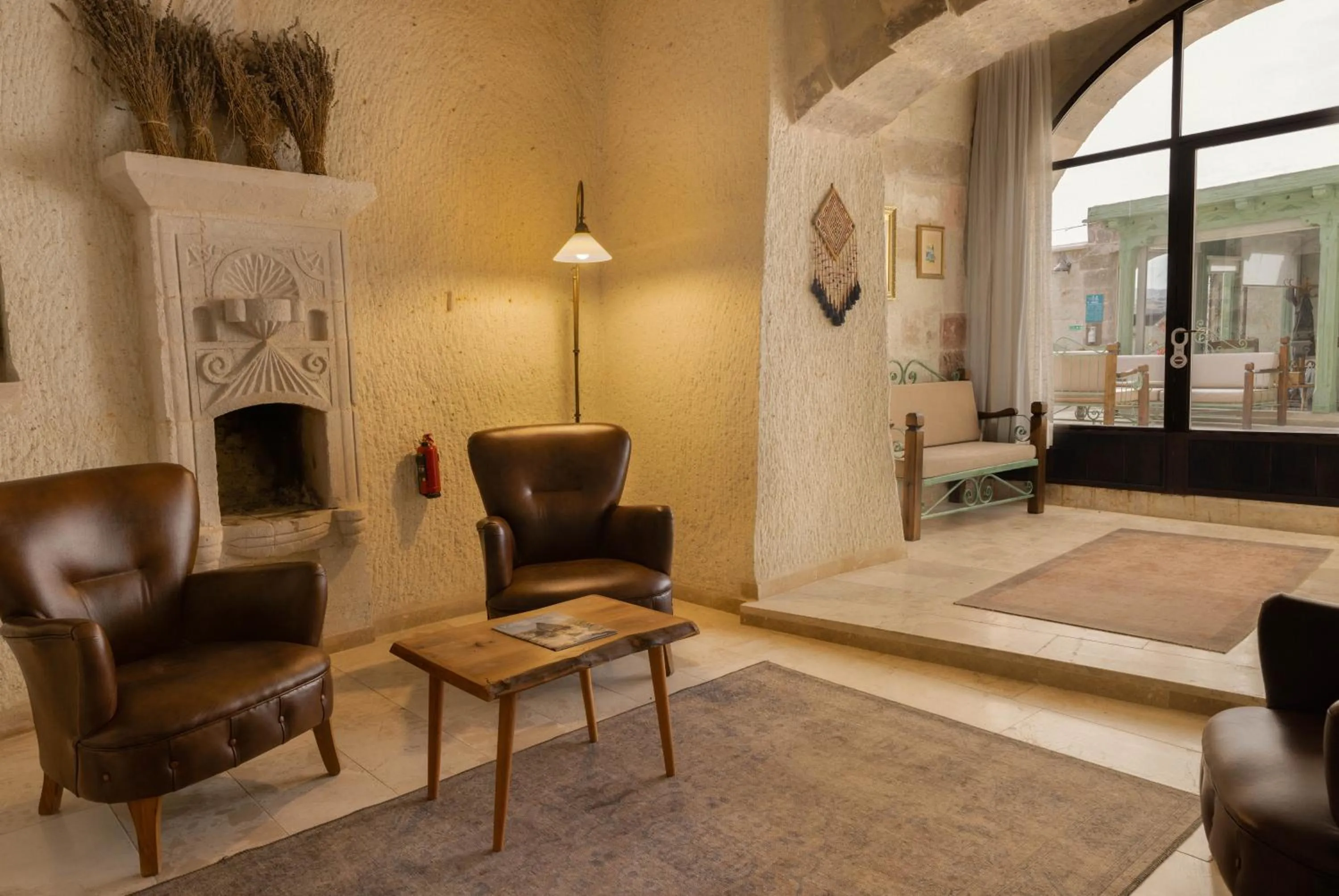 Seating area in Seki Cave Hotel