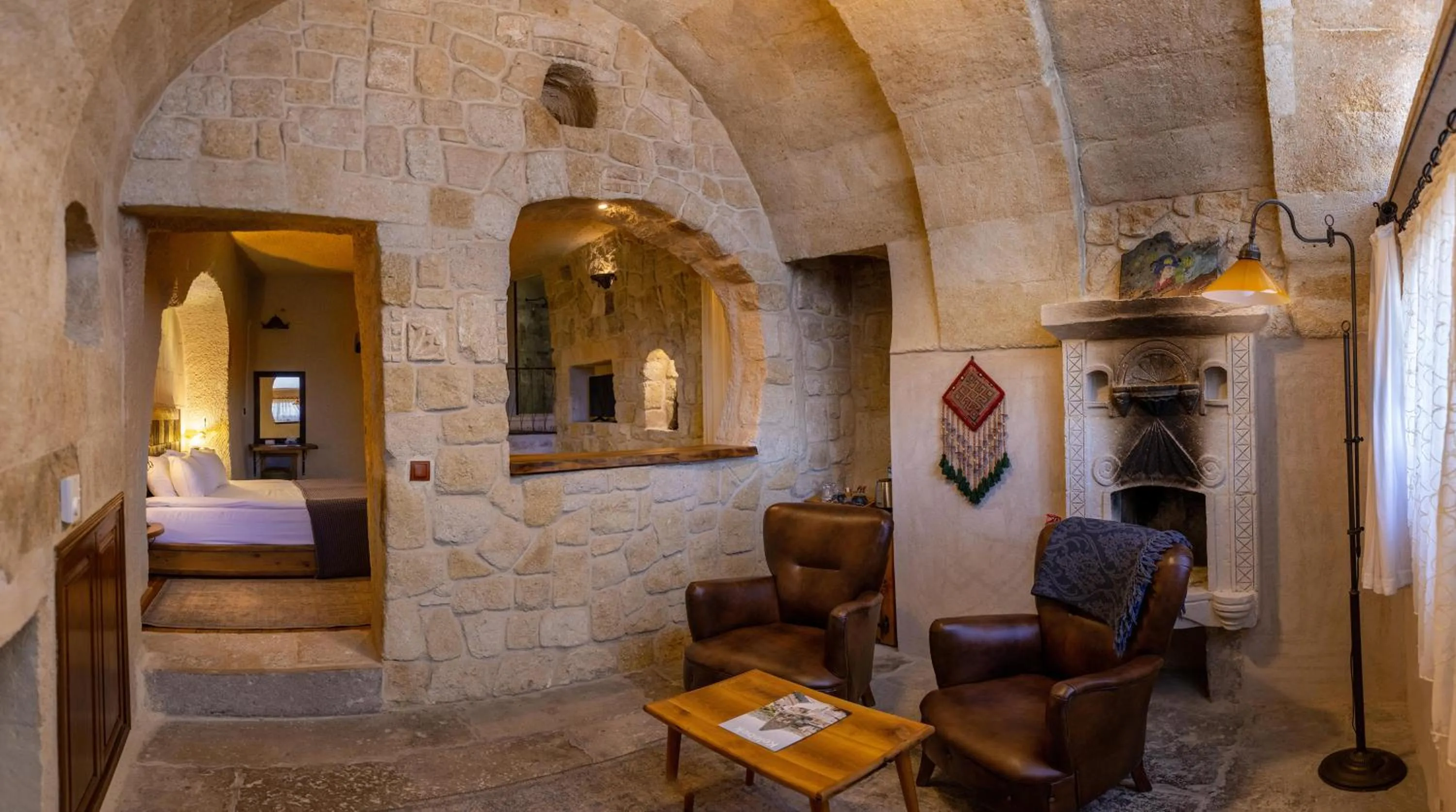 Seating area in Seki Cave Hotel