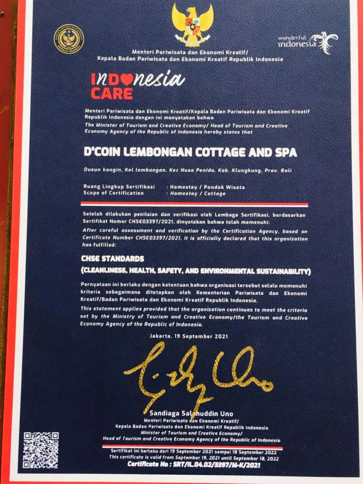 Logo/Certificate/Sign in D'Coin Lembongan