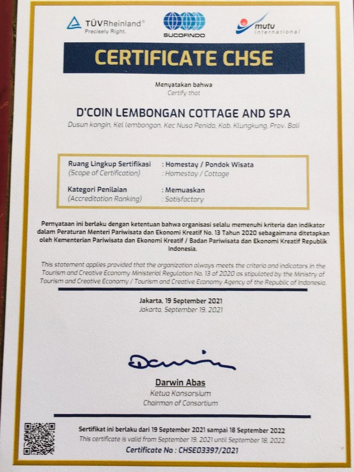 Logo/Certificate/Sign in D'Coin Lembongan