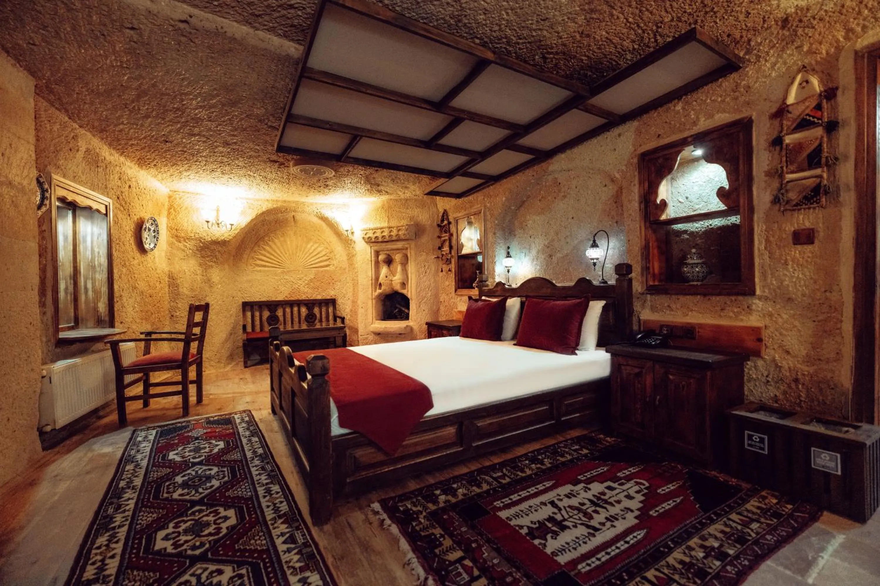 Bed in Melis Cave Hotel