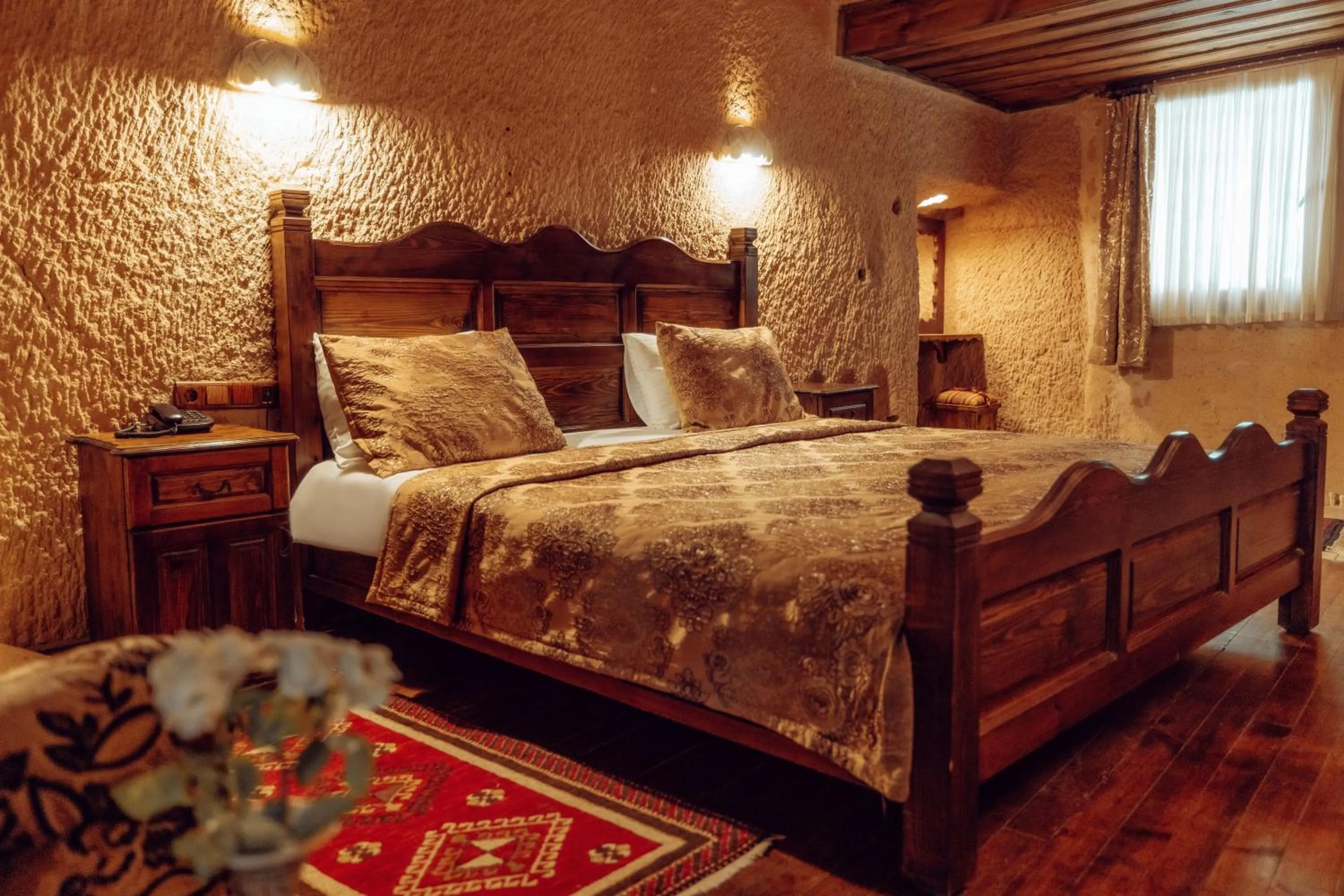 Bed in Melis Cave Hotel