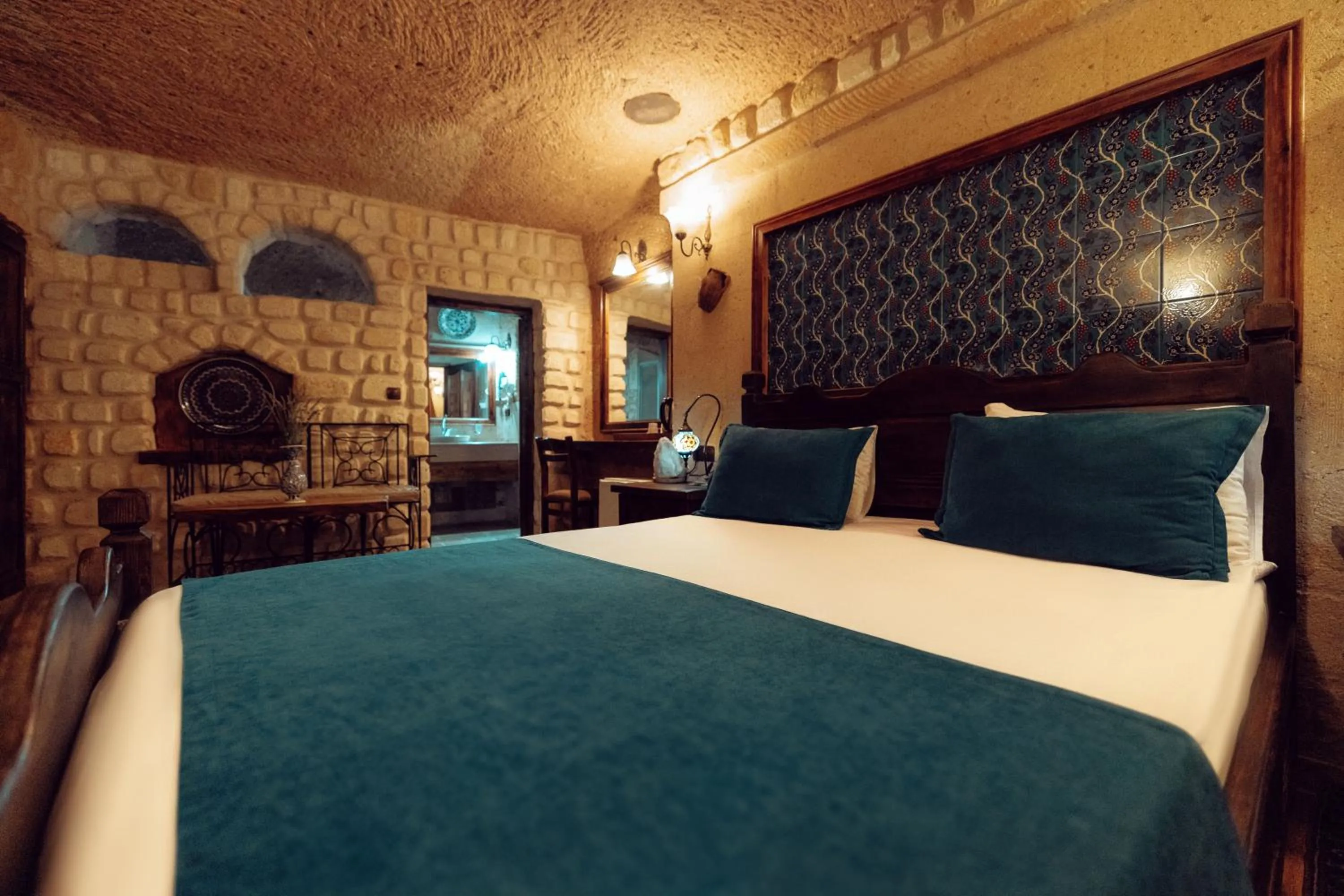 Bed in Melis Cave Hotel