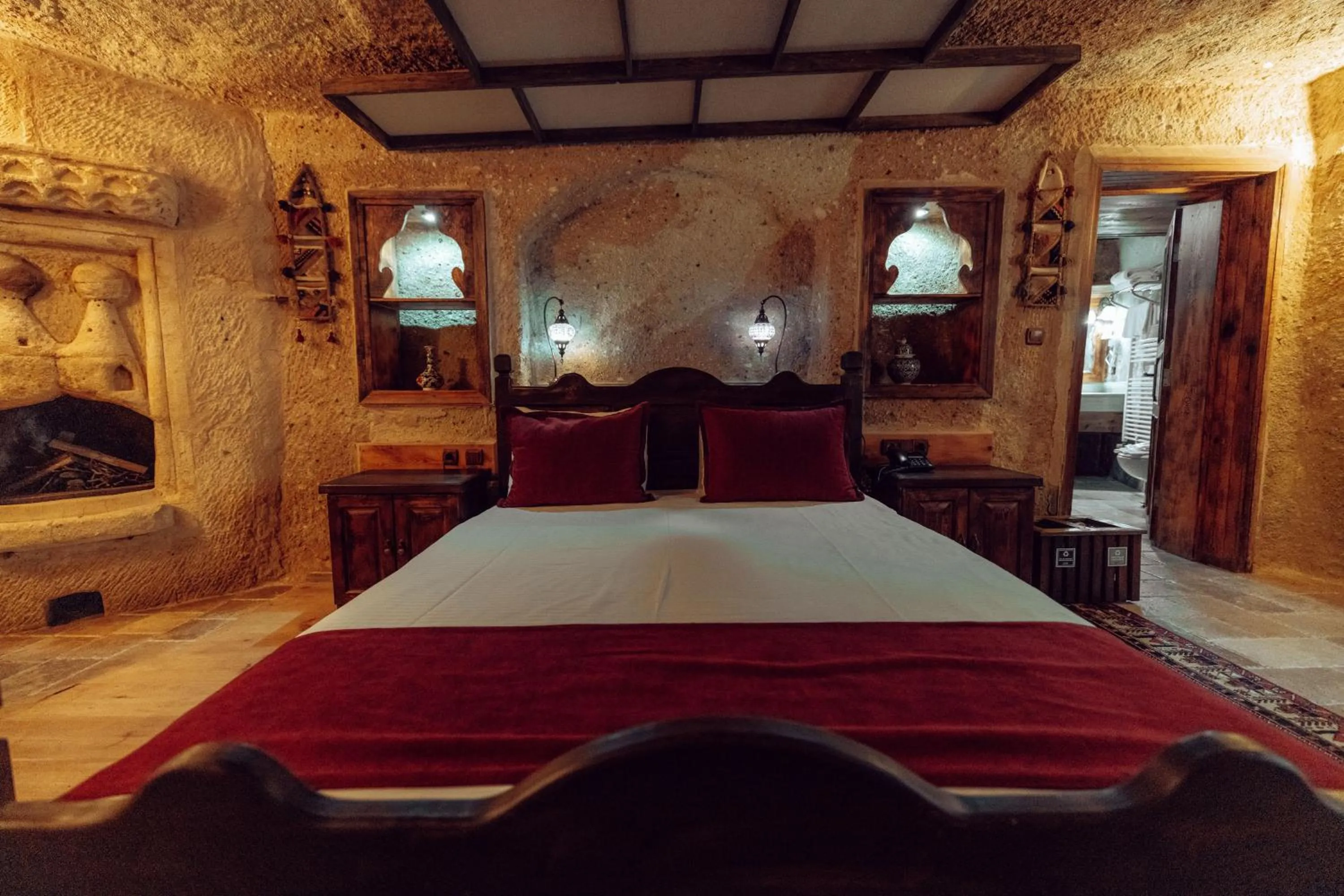 Bed in Melis Cave Hotel