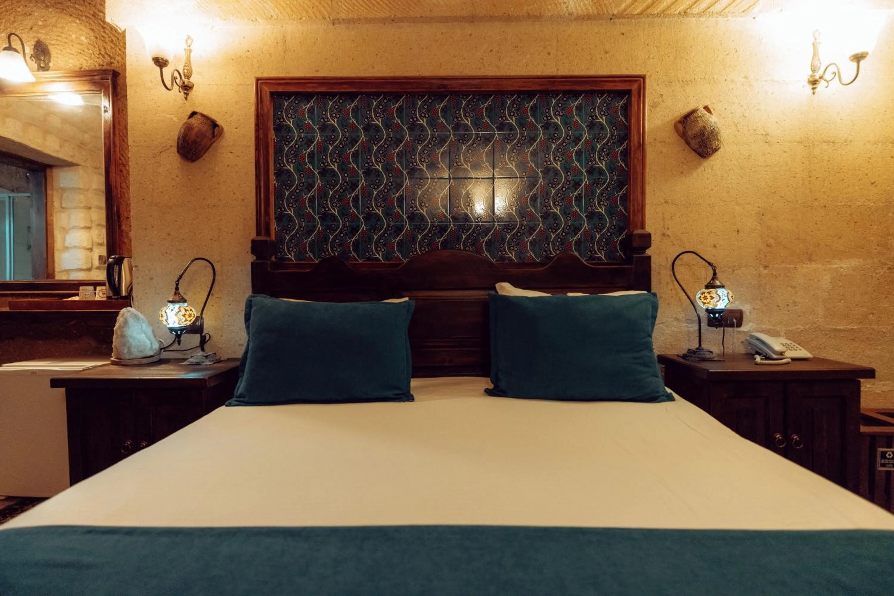 Bed in Melis Cave Hotel