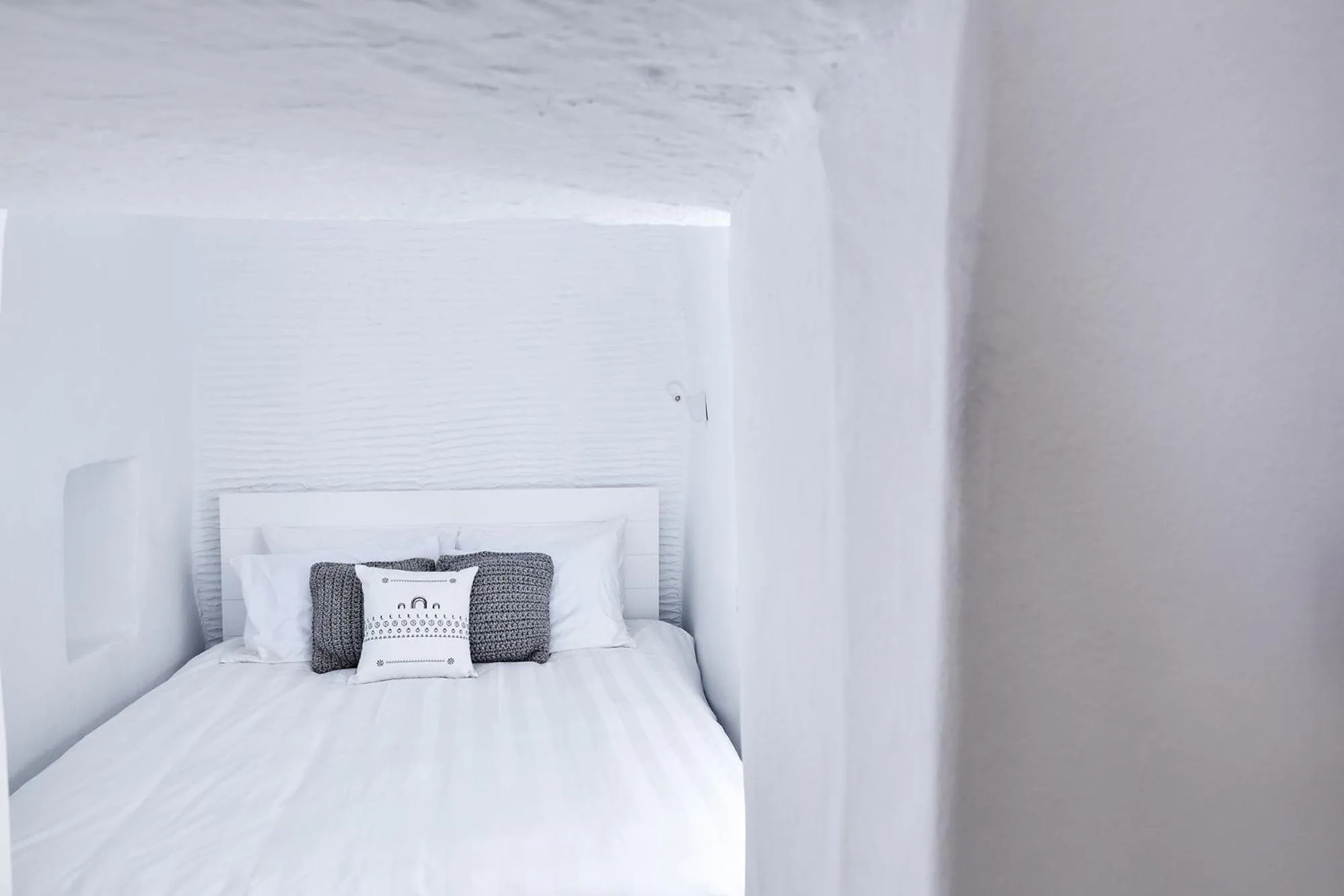 Bedroom, Bed in Living Theros Luxury Suites