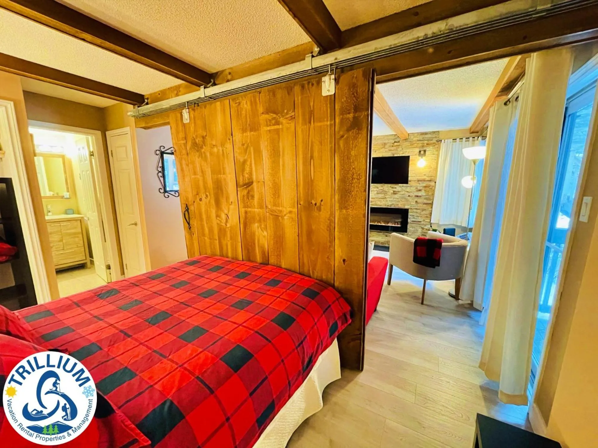 Bed in Rustic Mountainside Chalet