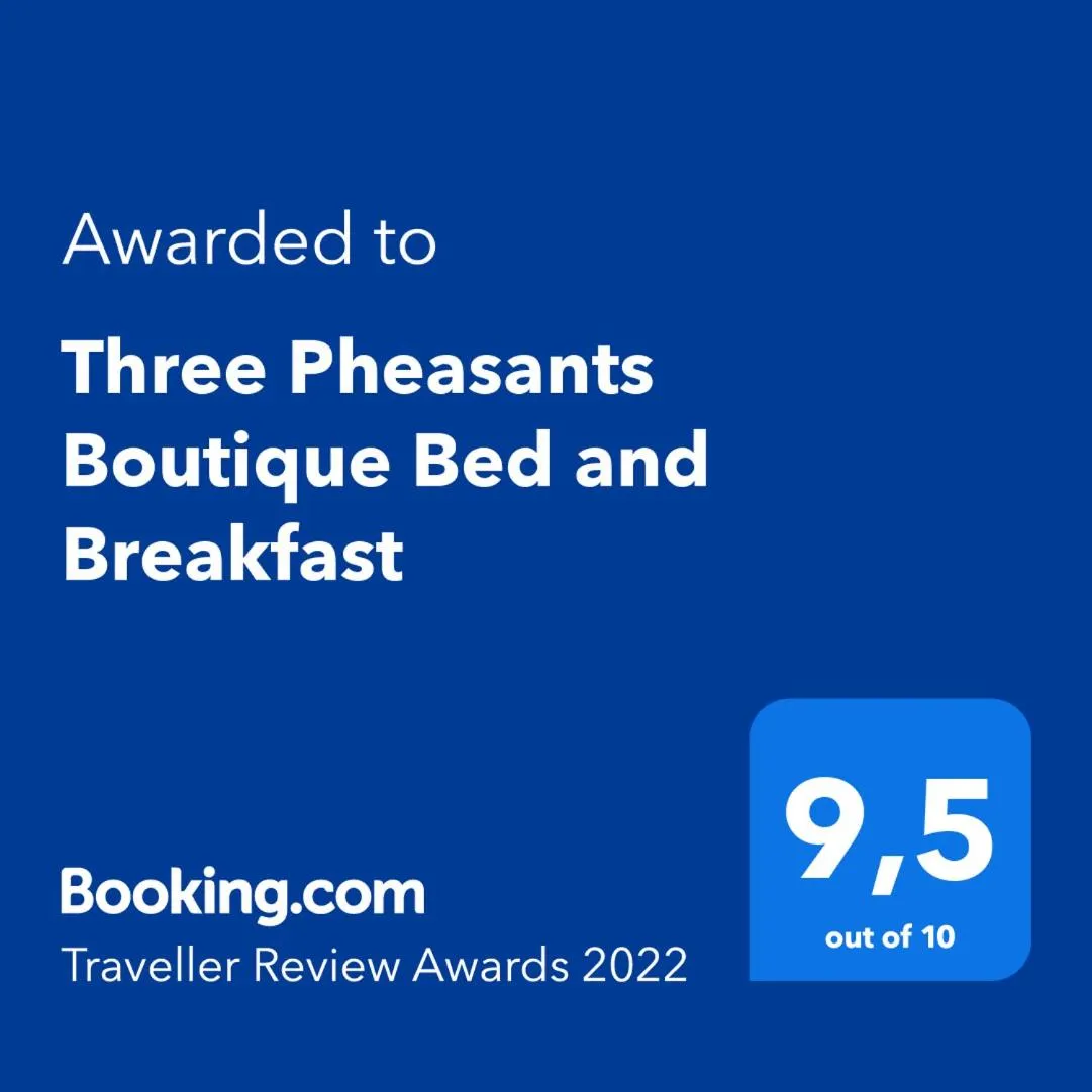 Certificate/Award in Three Pheasants Boutique Bed and Breakfast