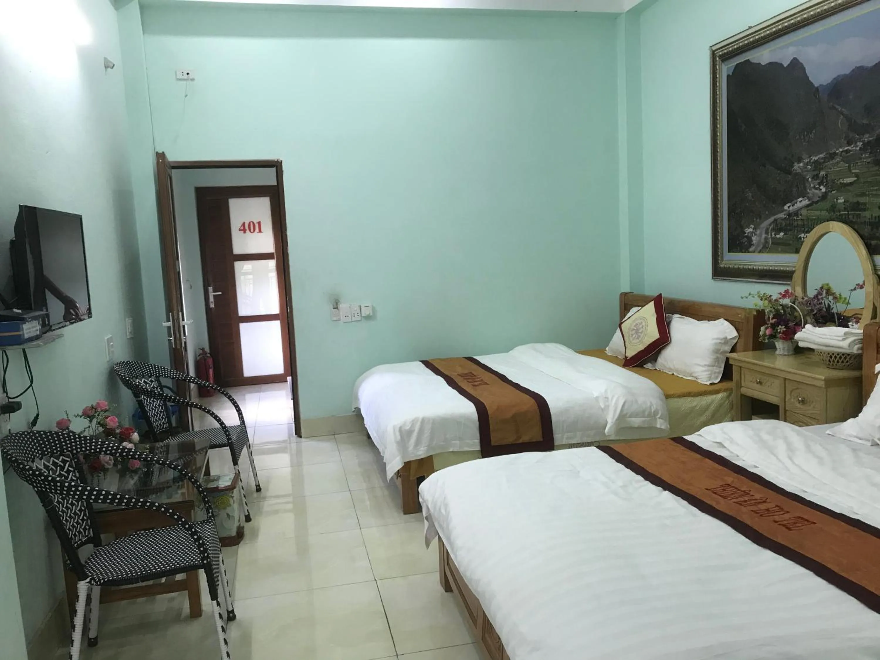 Bed in Yen Minh Hotel Thien An