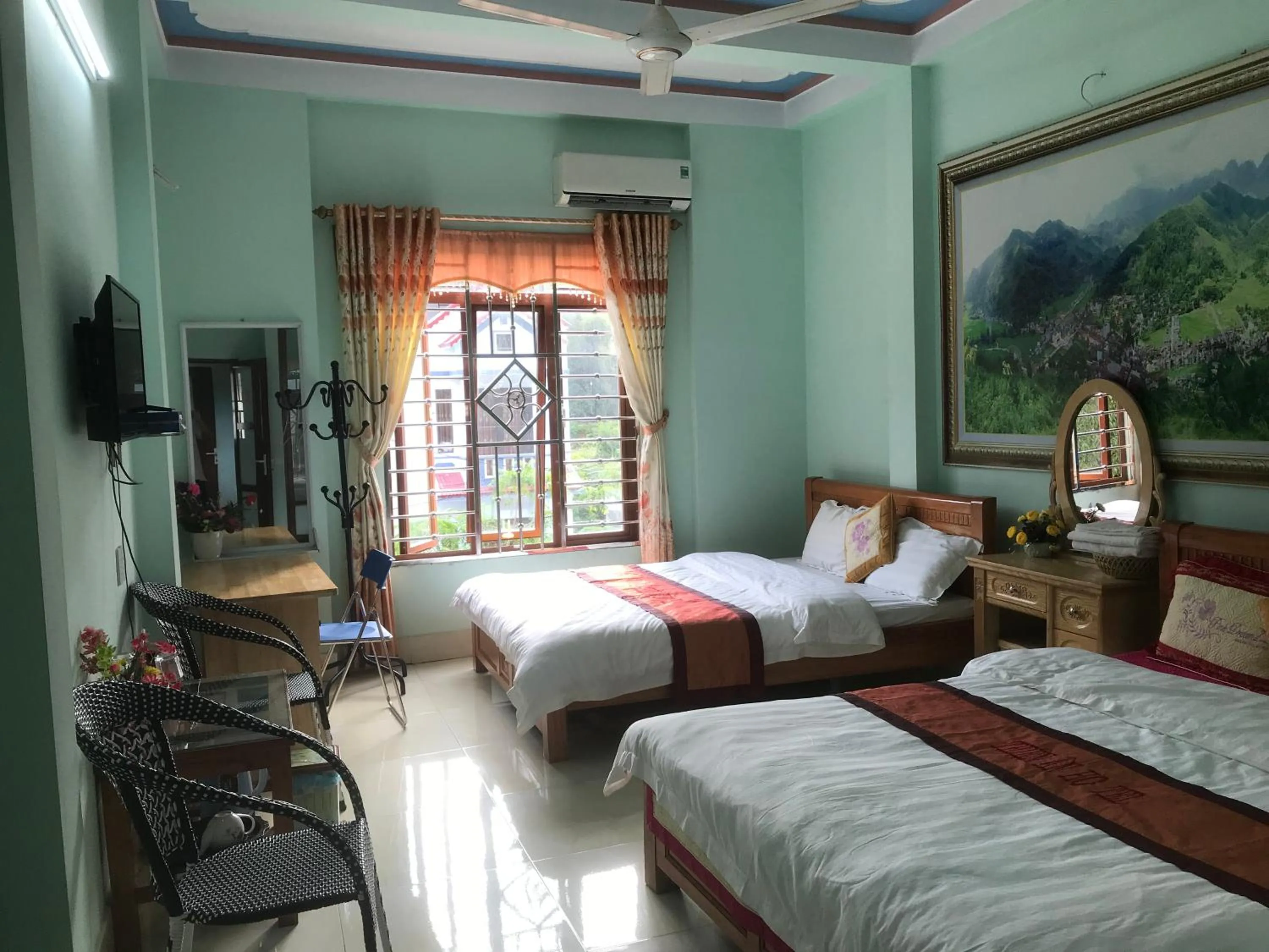 Bed in Yen Minh Hotel Thien An