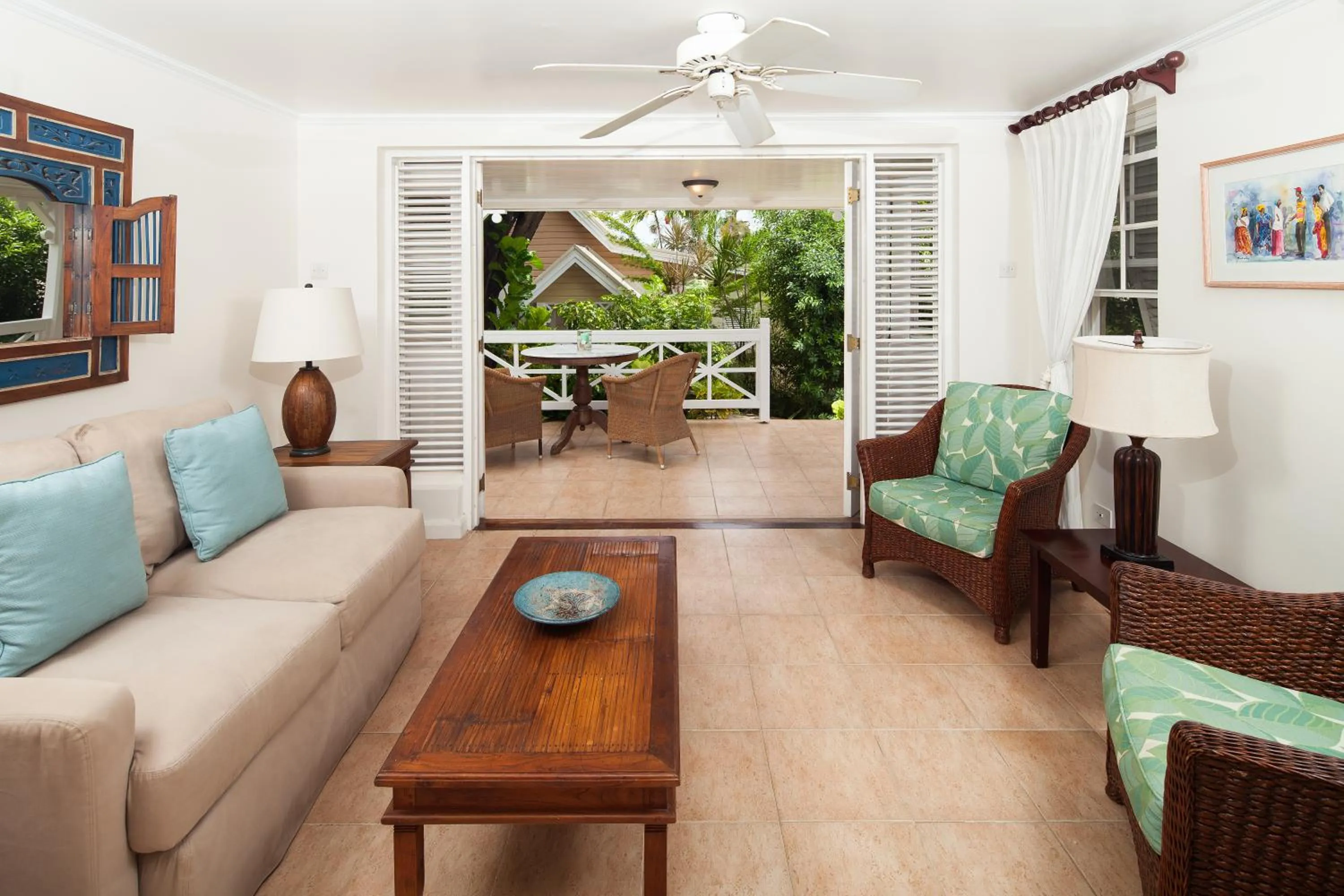 Seating area in Little Good Harbour