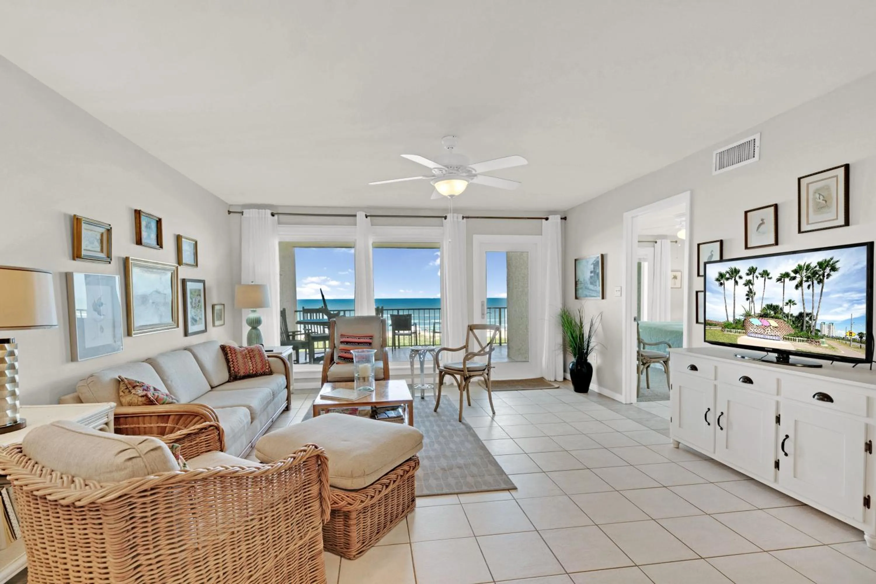 Living room in Beach House Condo Unit #401