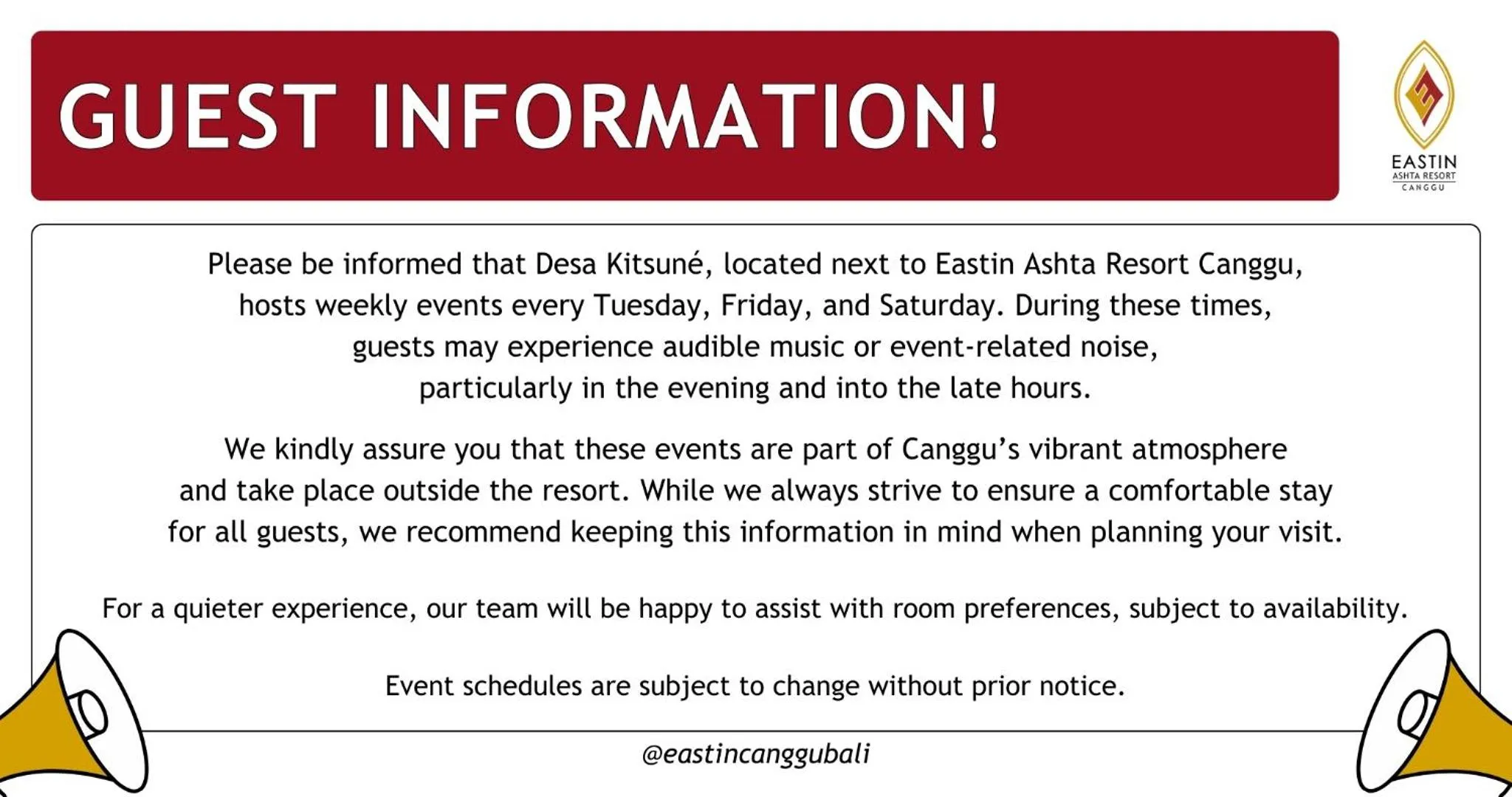 Property building in Eastin Ashta Resort Canggu