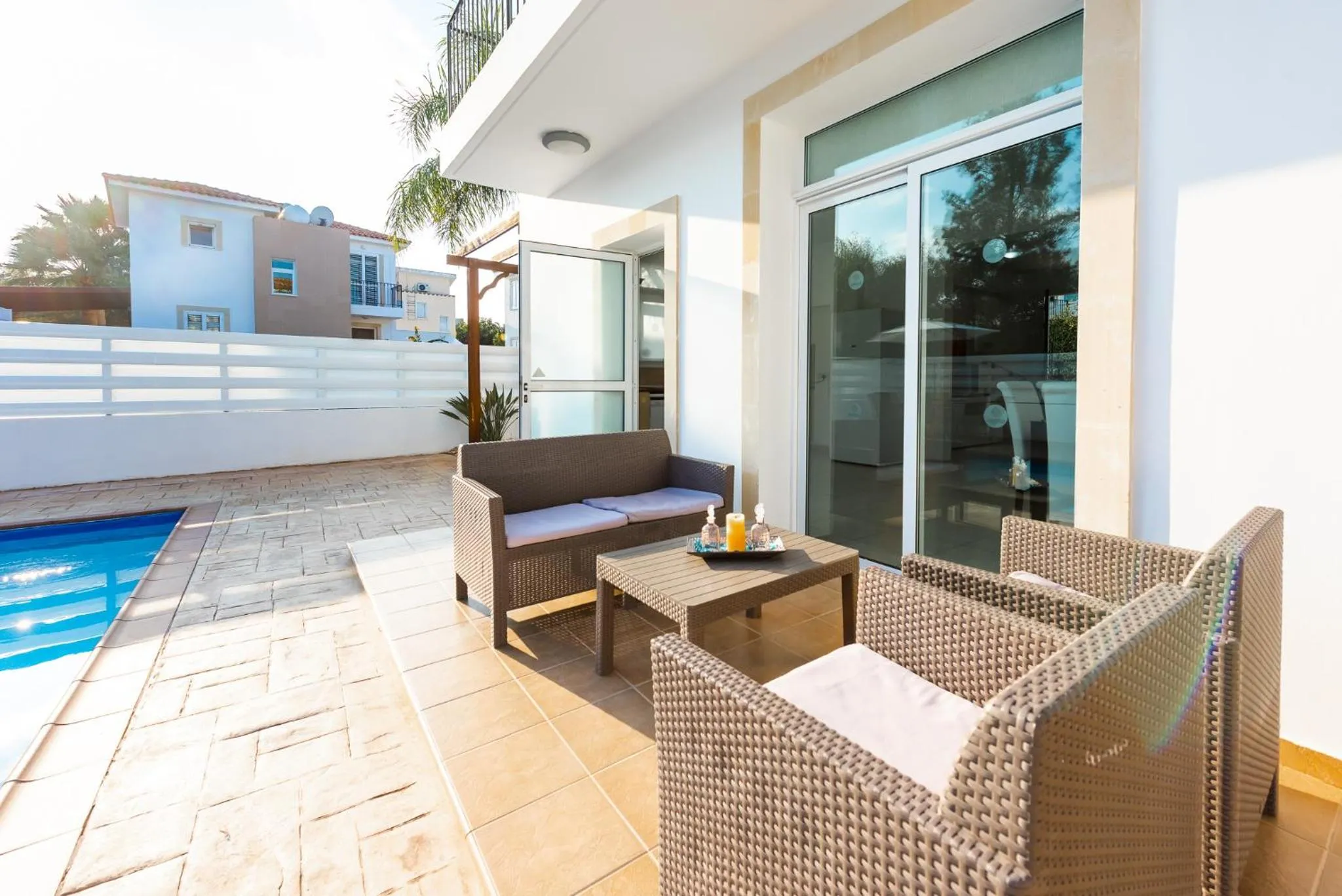 Patio in Villa Palm Breeze by Ezoria Villas