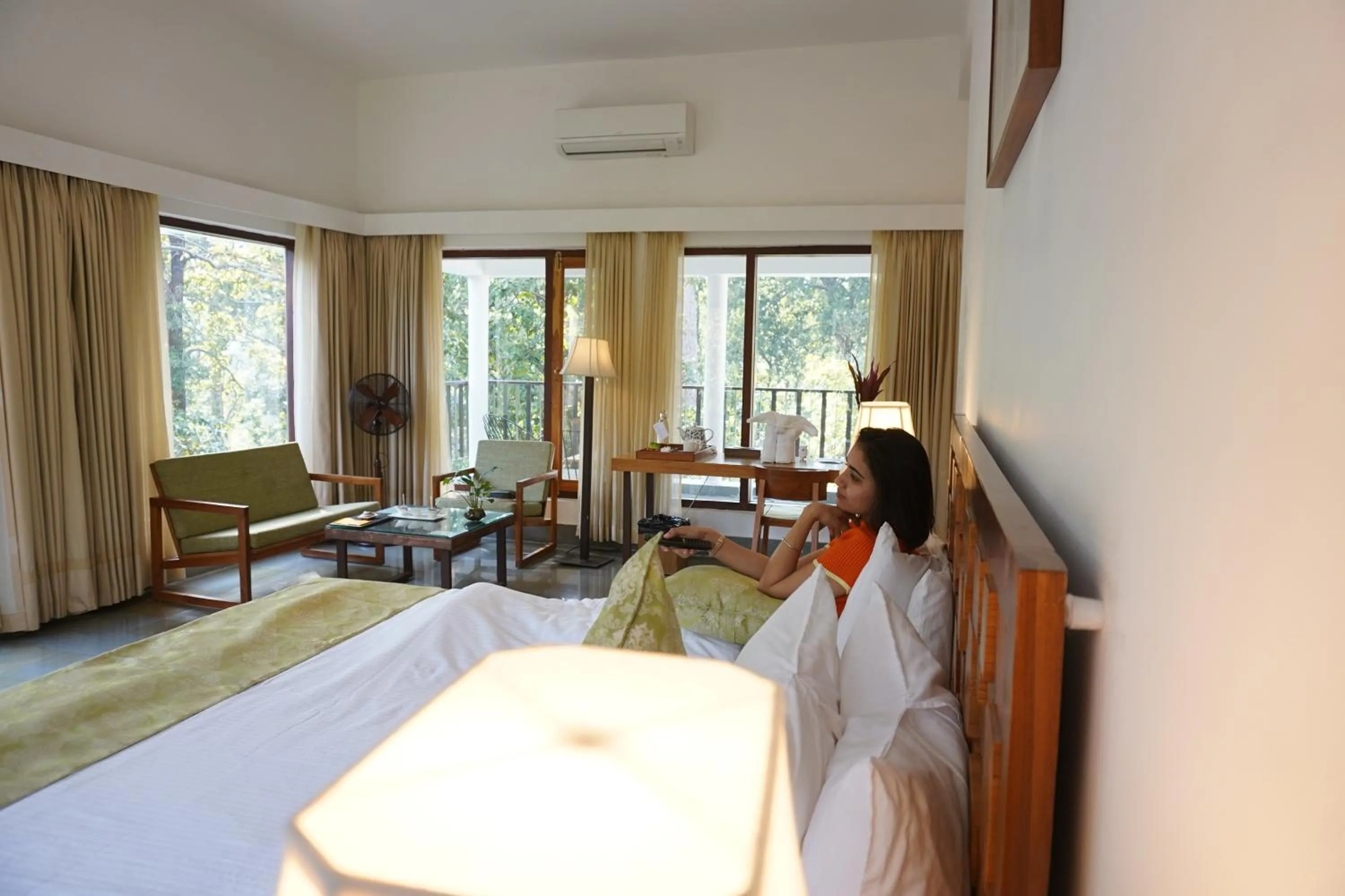 View (from property/room), Bed in Saraca Resort & Spa Corbett