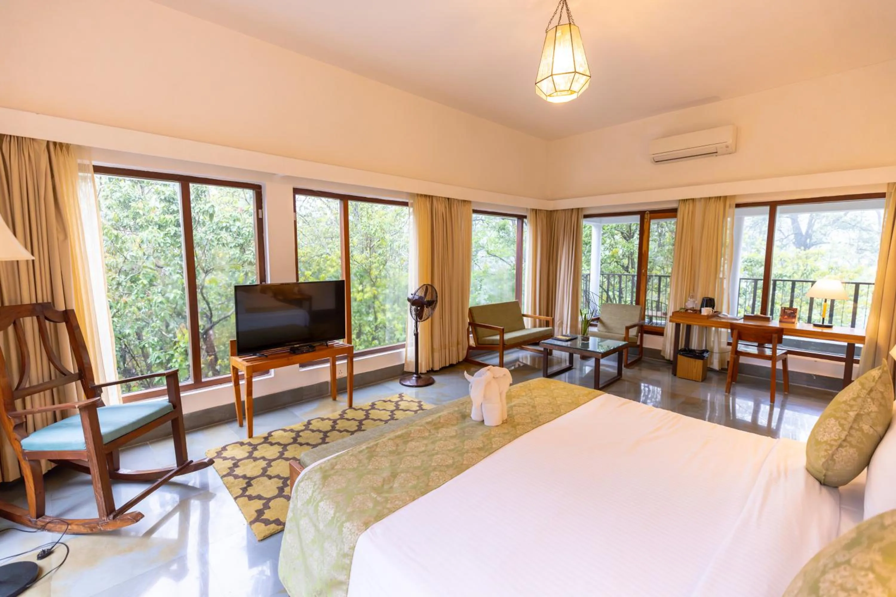View (from property/room), Bed in Saraca Resort & Spa Corbett