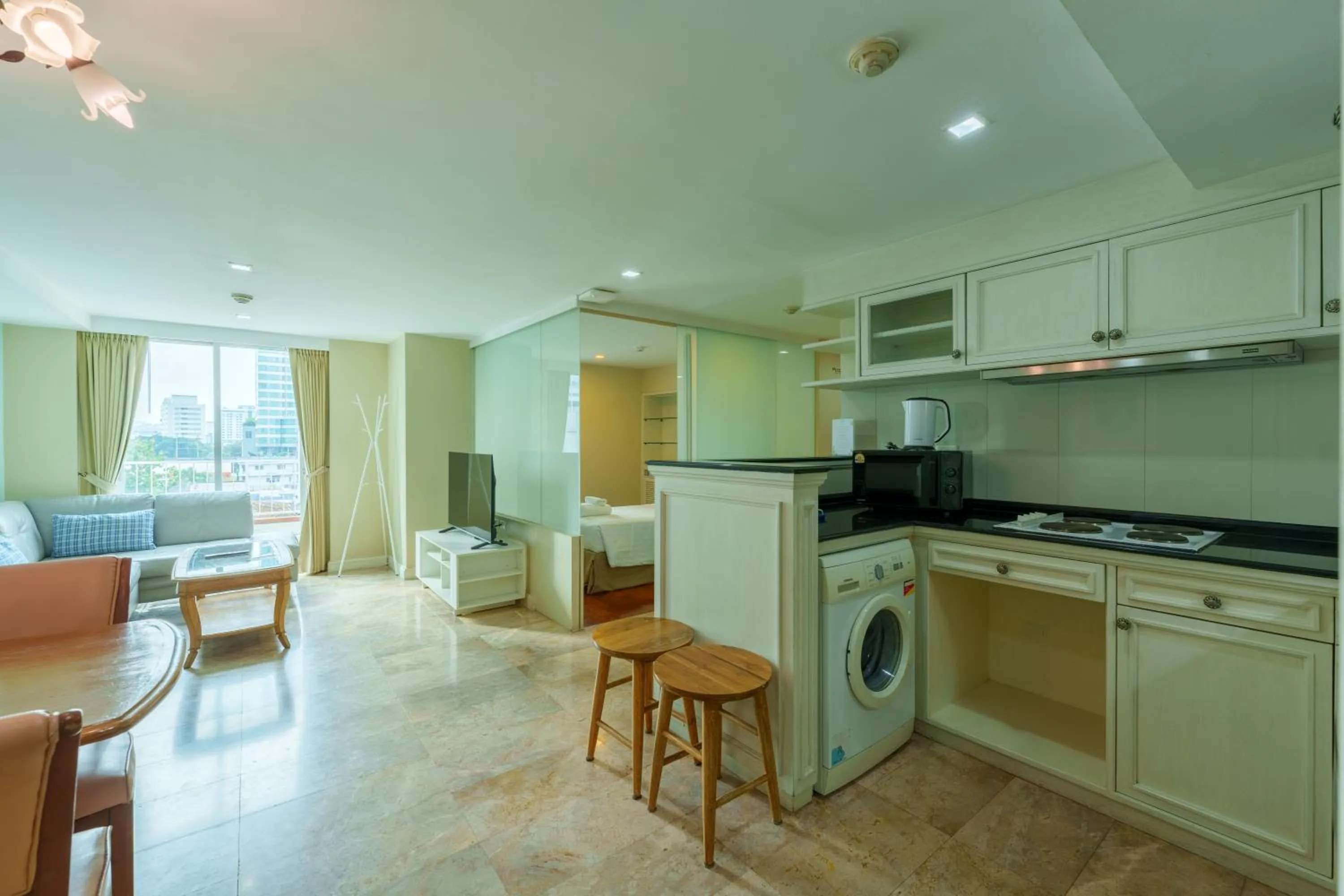 Living room in Sabai Sathorn Service Apartment