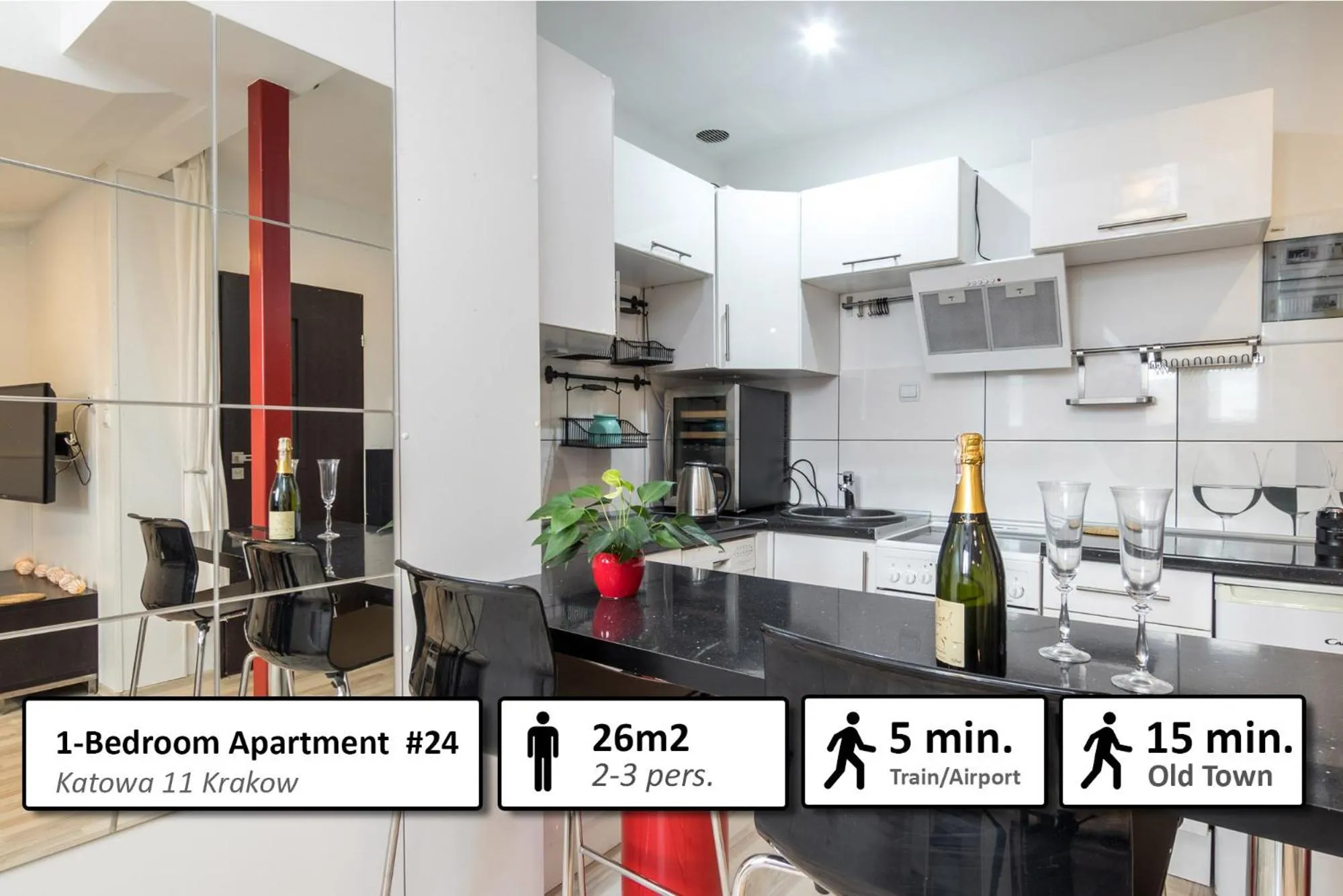 Kitchen or kitchenette in Station Apartments Katowa 11