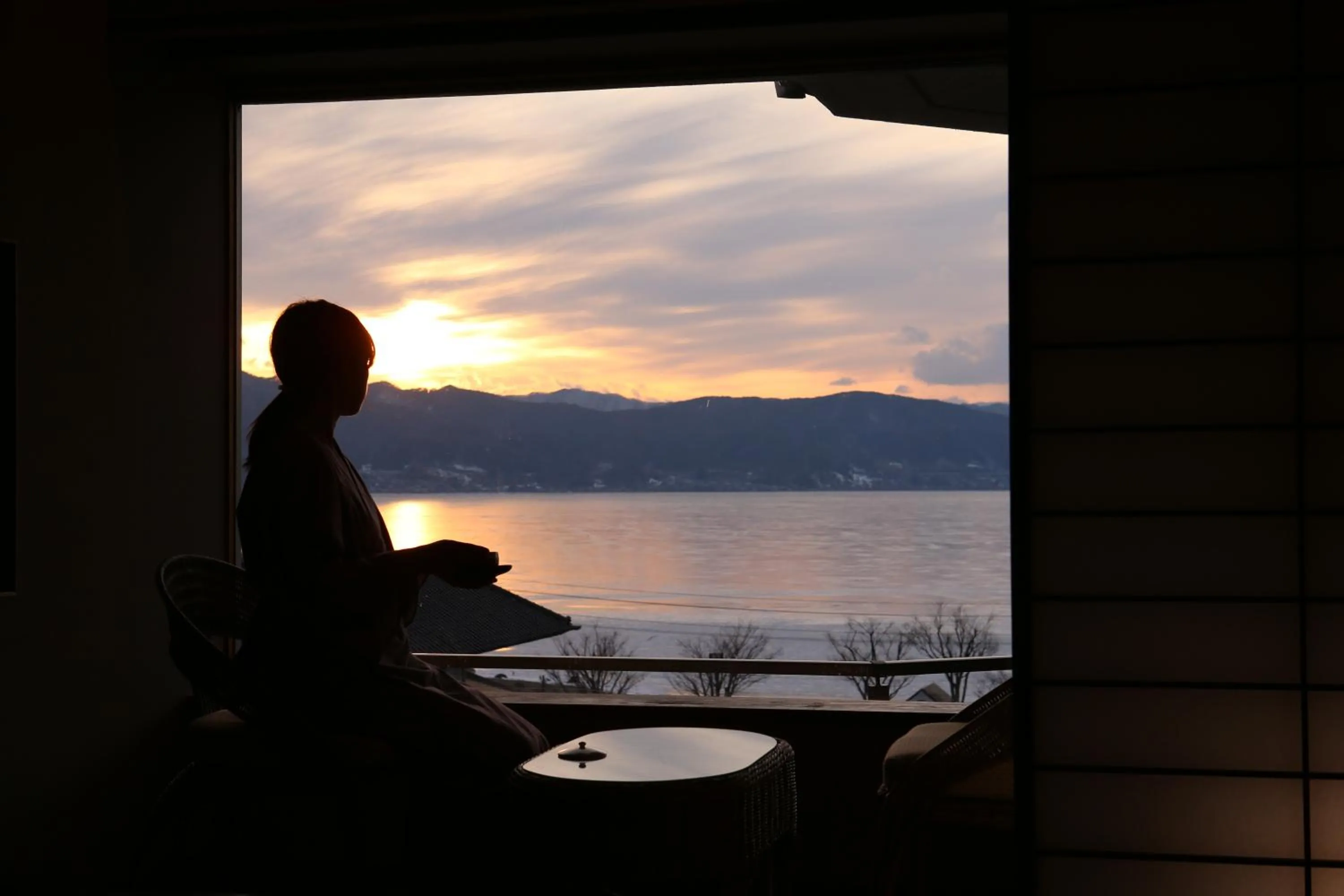 Sunset in Hotel Saginoyu