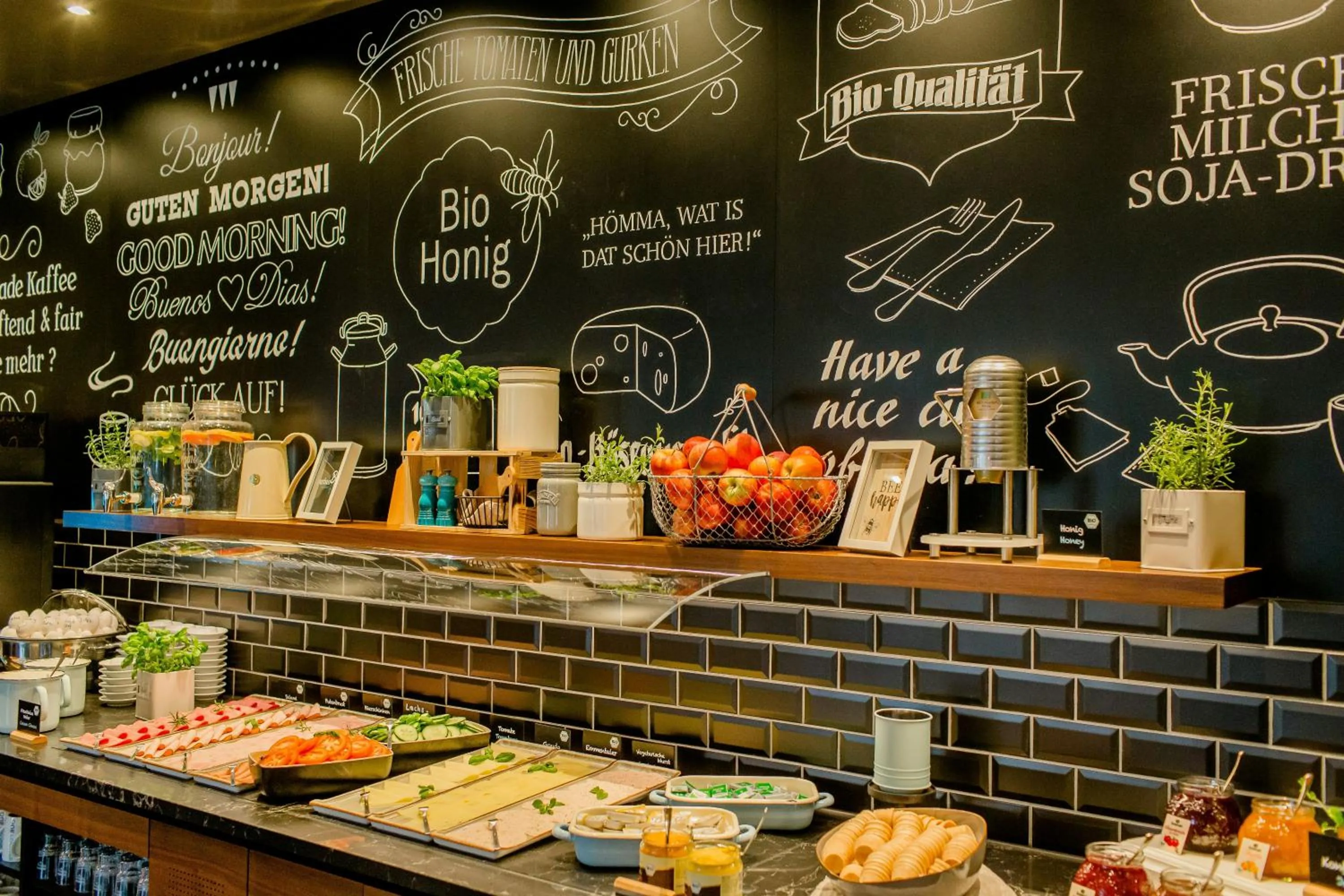 Buffet breakfast in Motel One Essen