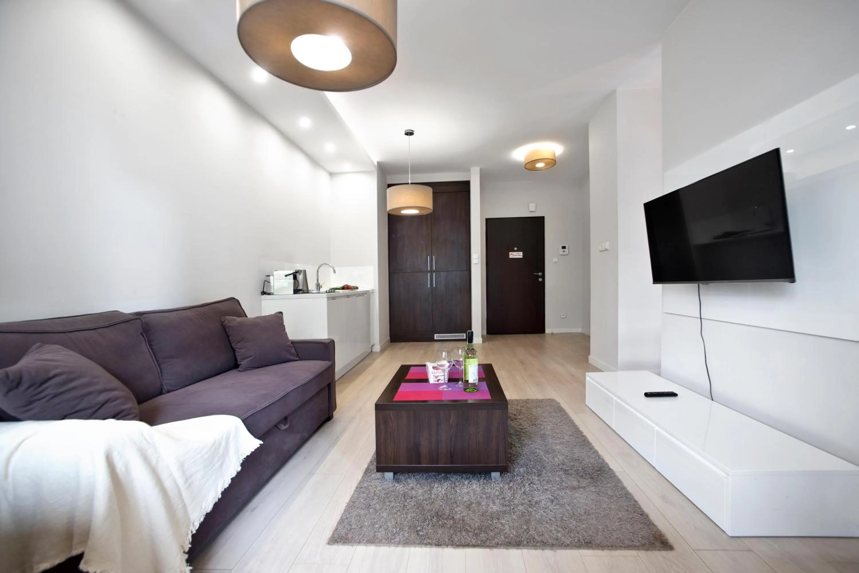 Living room in P&O Giełdowa Serviced Apartments