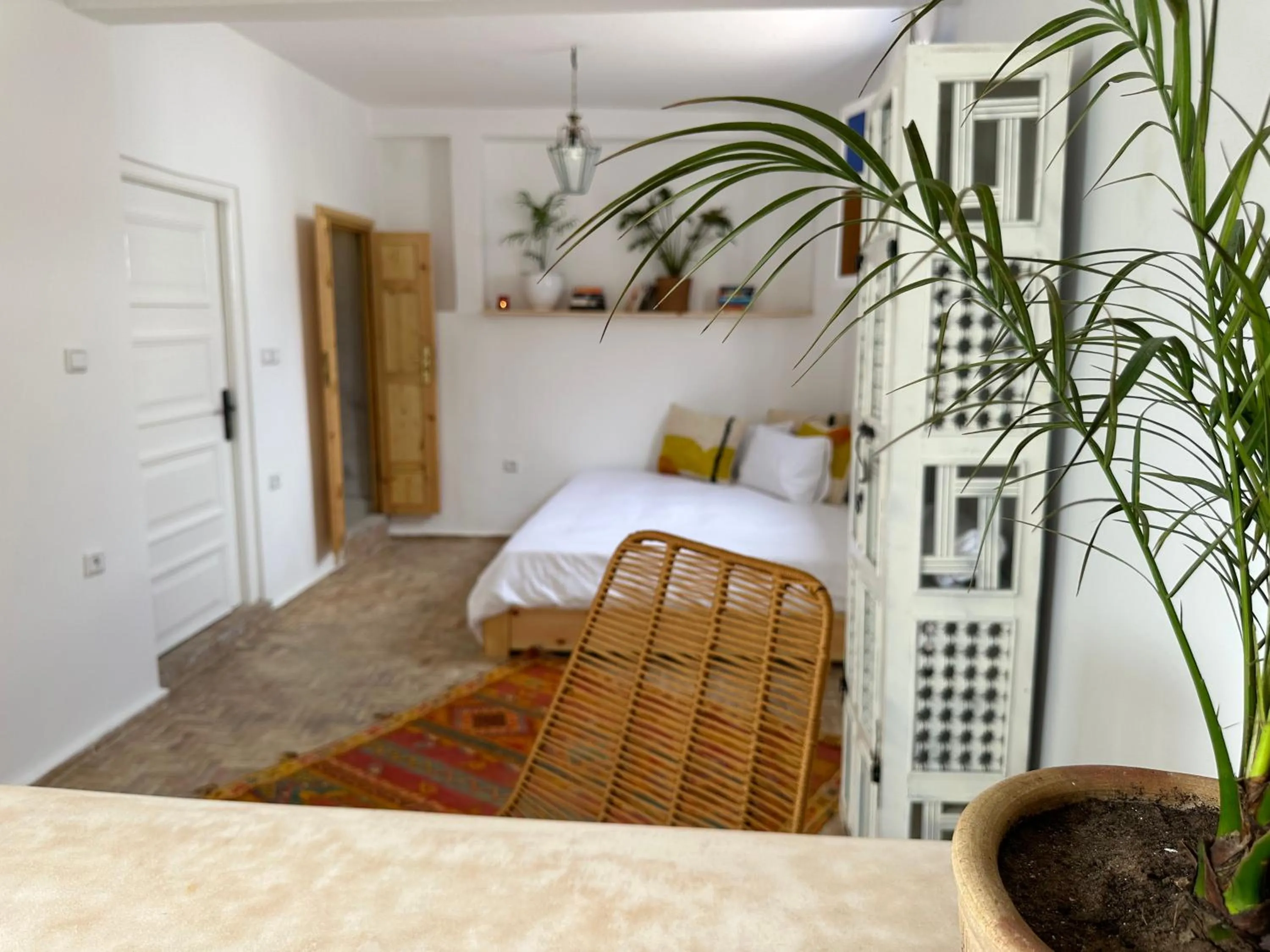 Bed in Home with a sea view