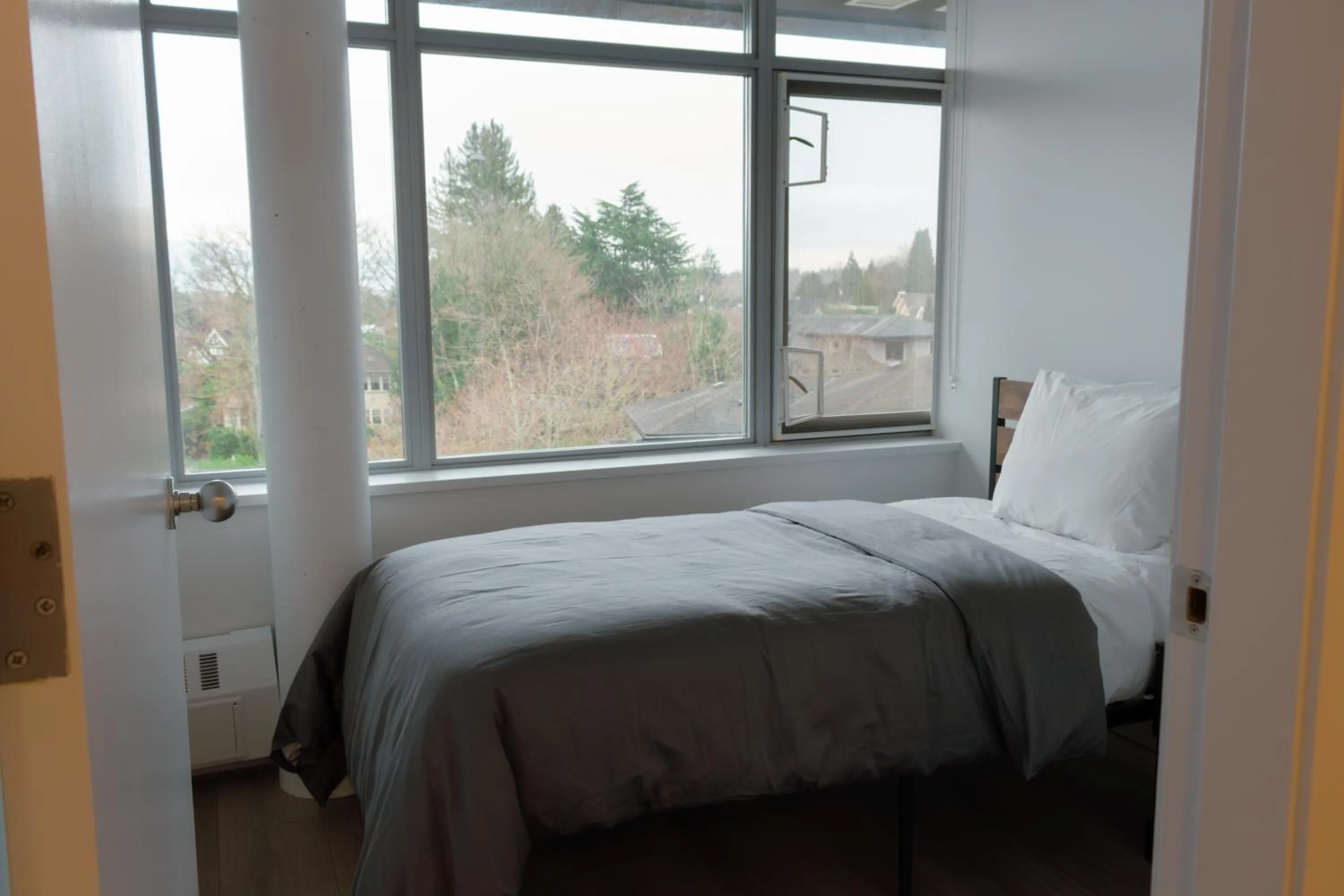 Photo of the whole room, Bed in Carey Centre on UBC campus