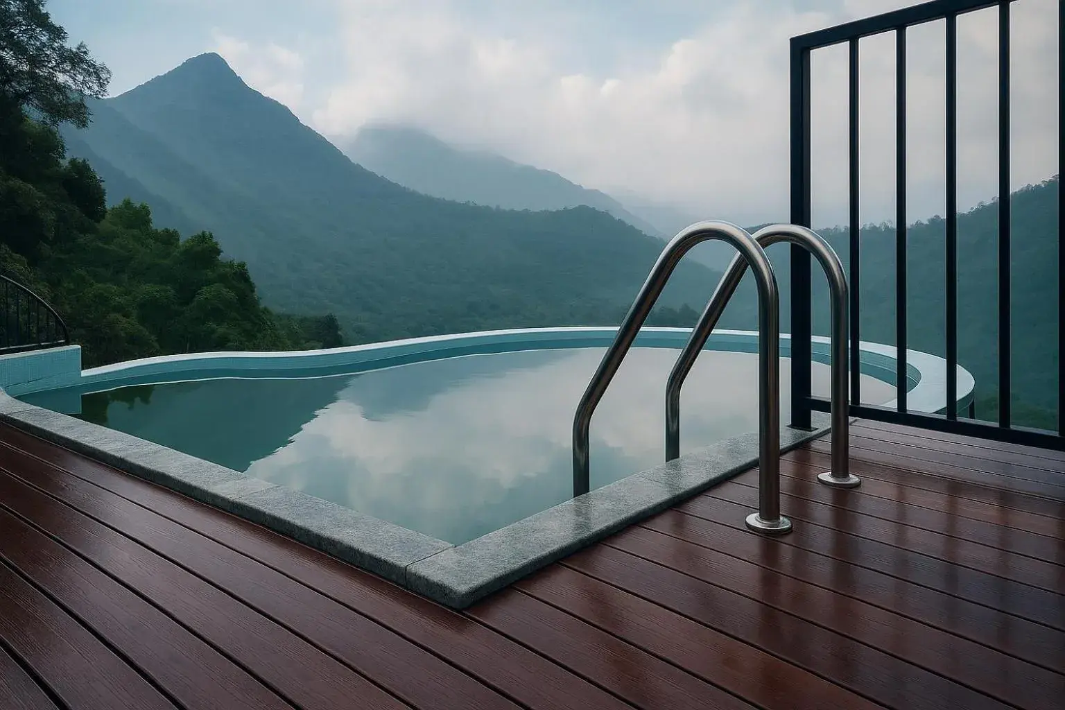 Pool view in Blackberry Hills Munnar Nature Resort & Spa Pool view in Blackberry Hills Munnar Nature Resort & Spa