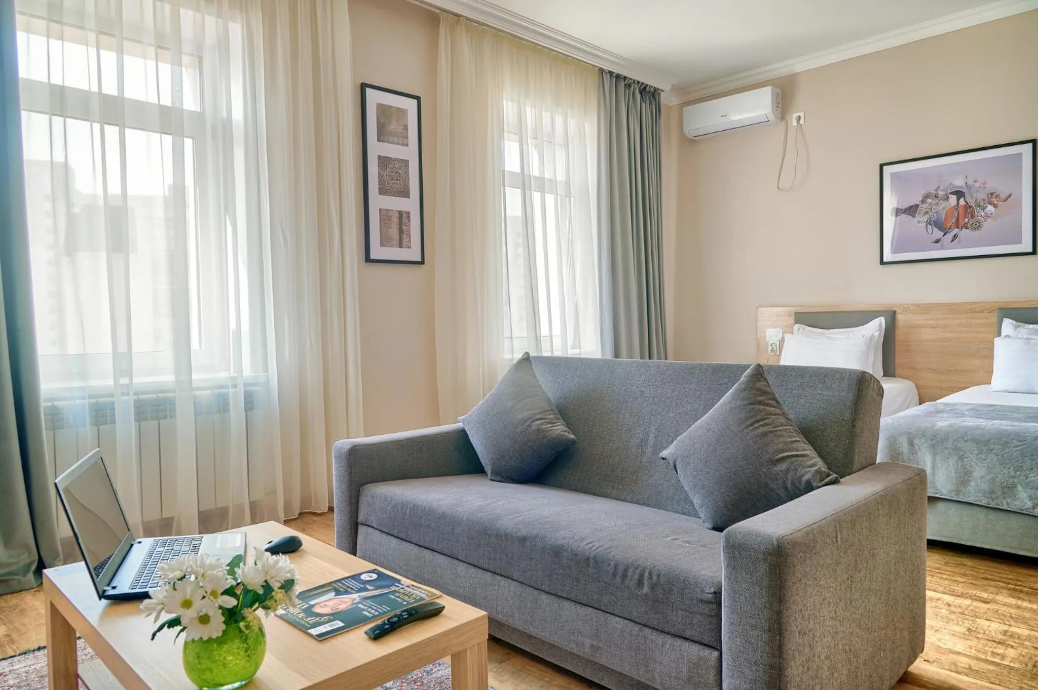 Seating area, Bed in Aisha Bibi Hotel & Spa