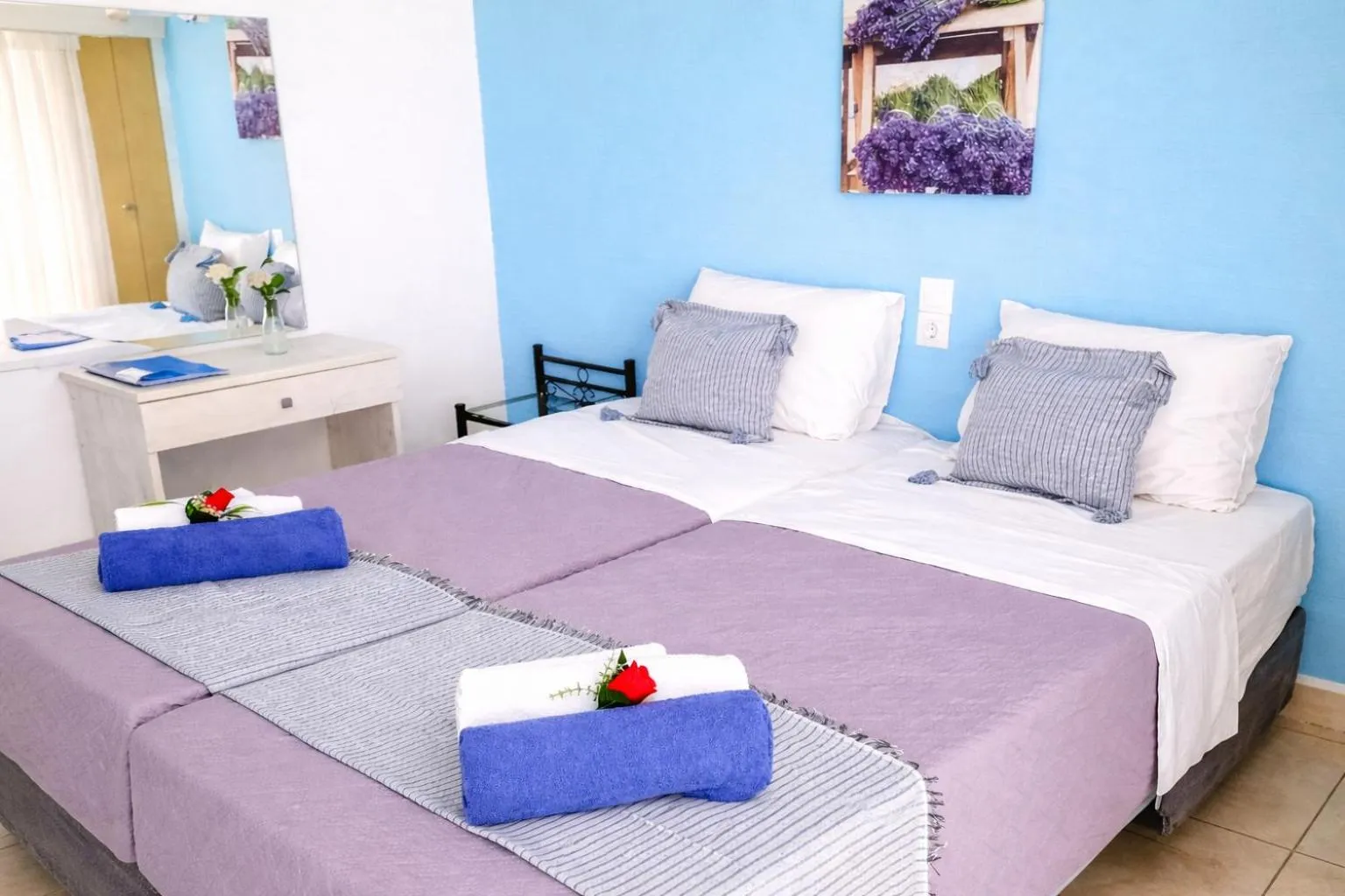 Bed in Stavros Villas&Apartments