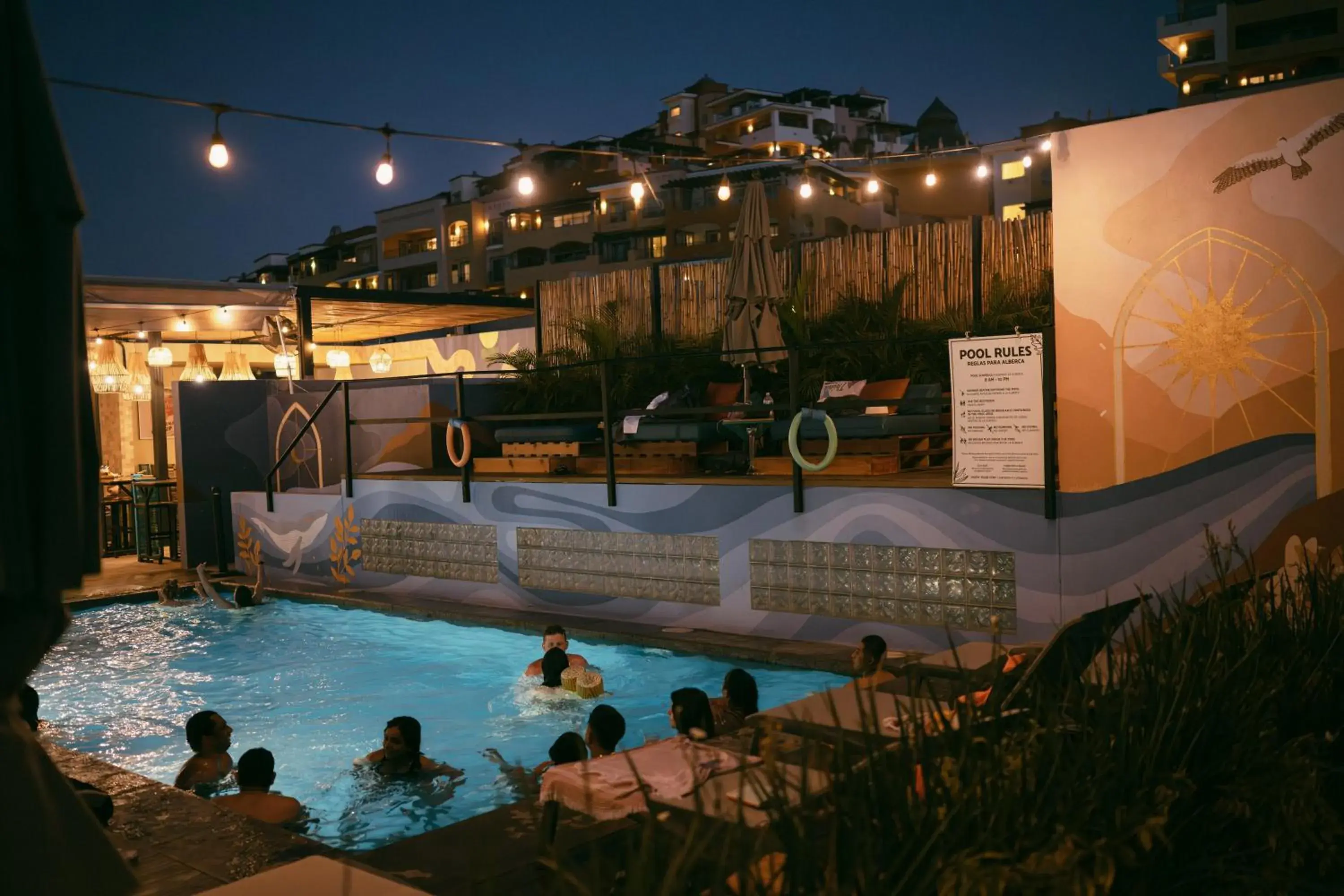 Pool view in Mayan Monkey Los Cabos - Social Hotel Pool view in Mayan Monkey Los Cabos - Social Hotel