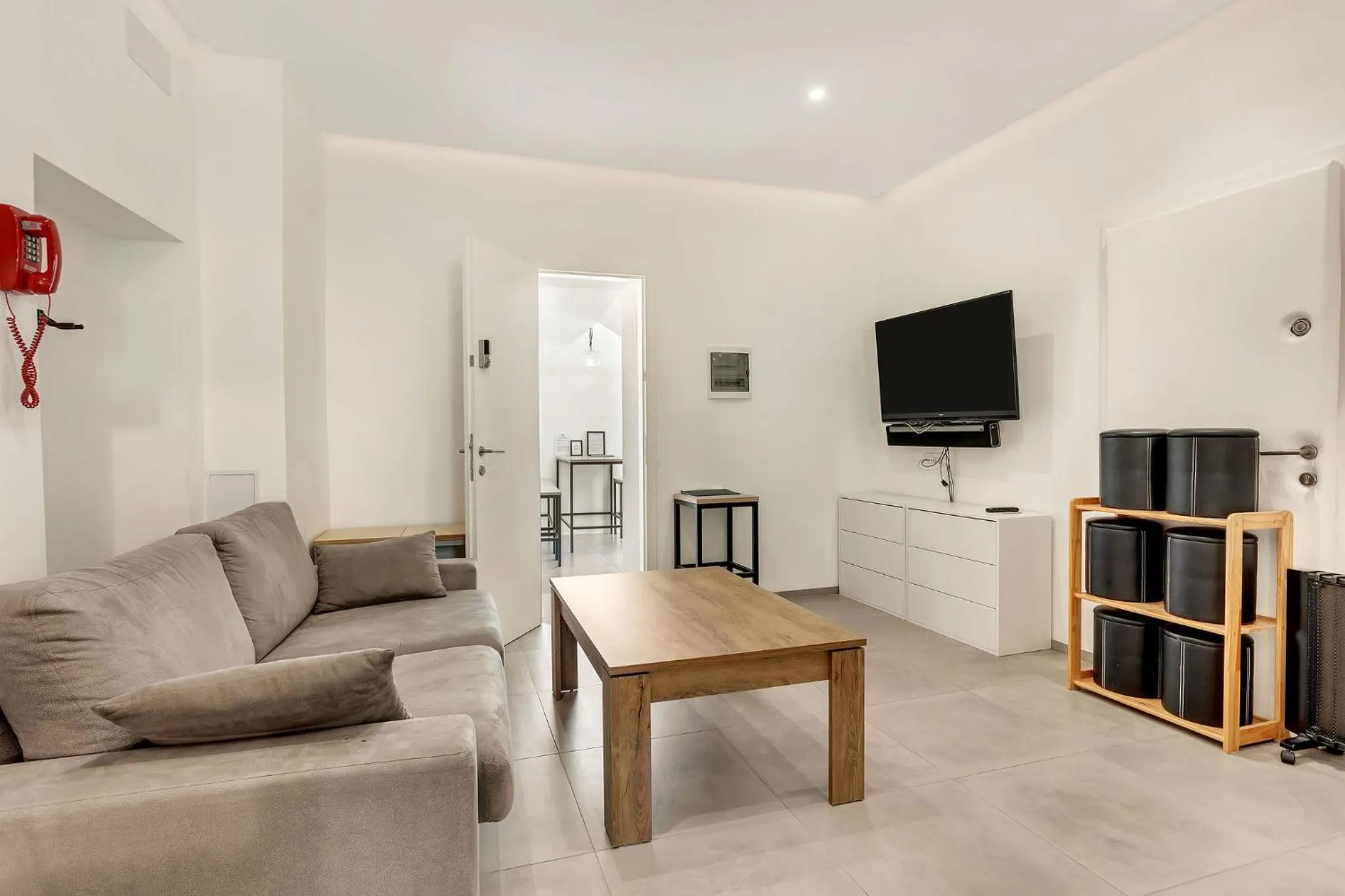 Bedroom in Pekarna apartments