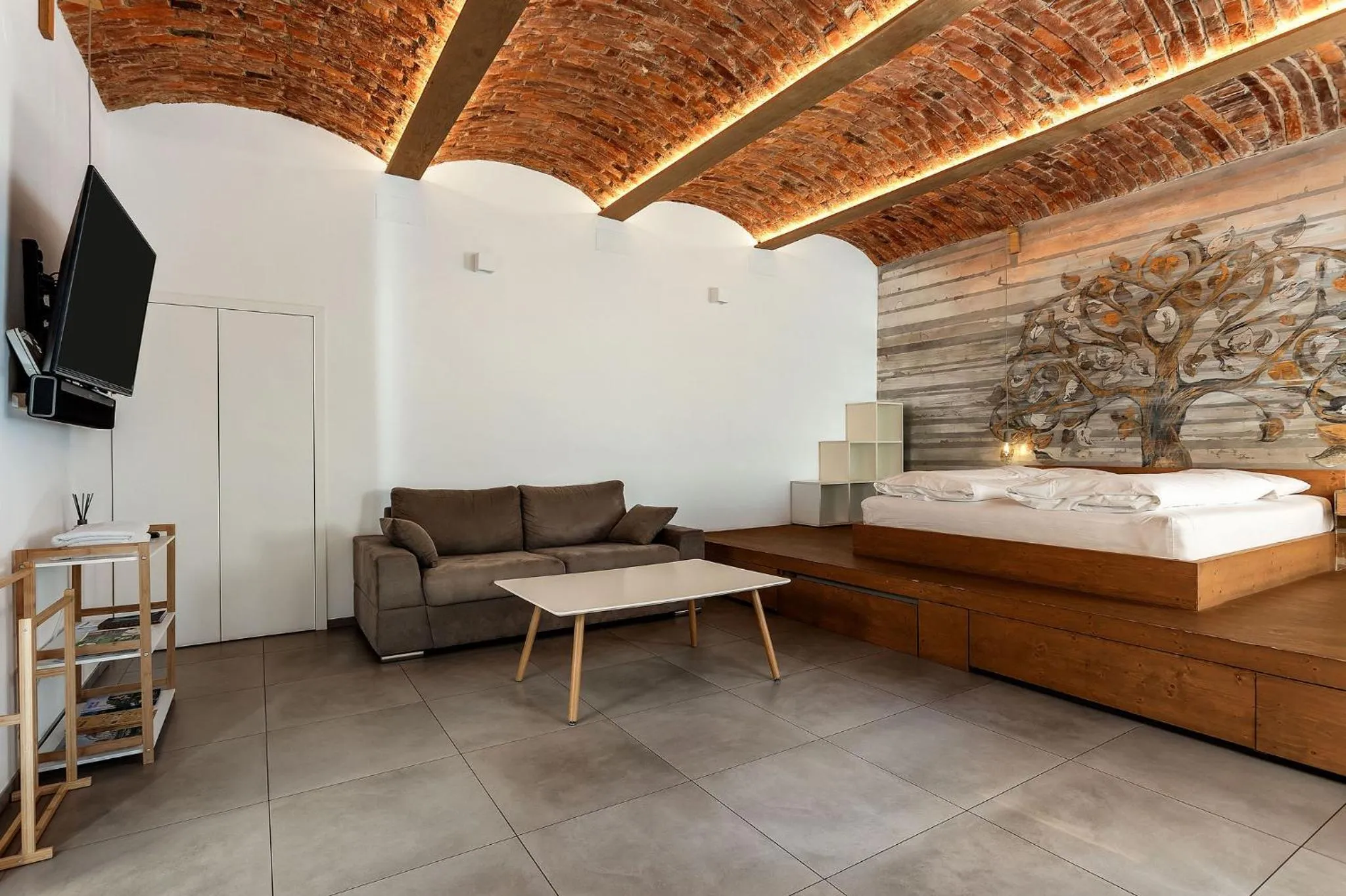 Living room, Bed in Pekarna apartments