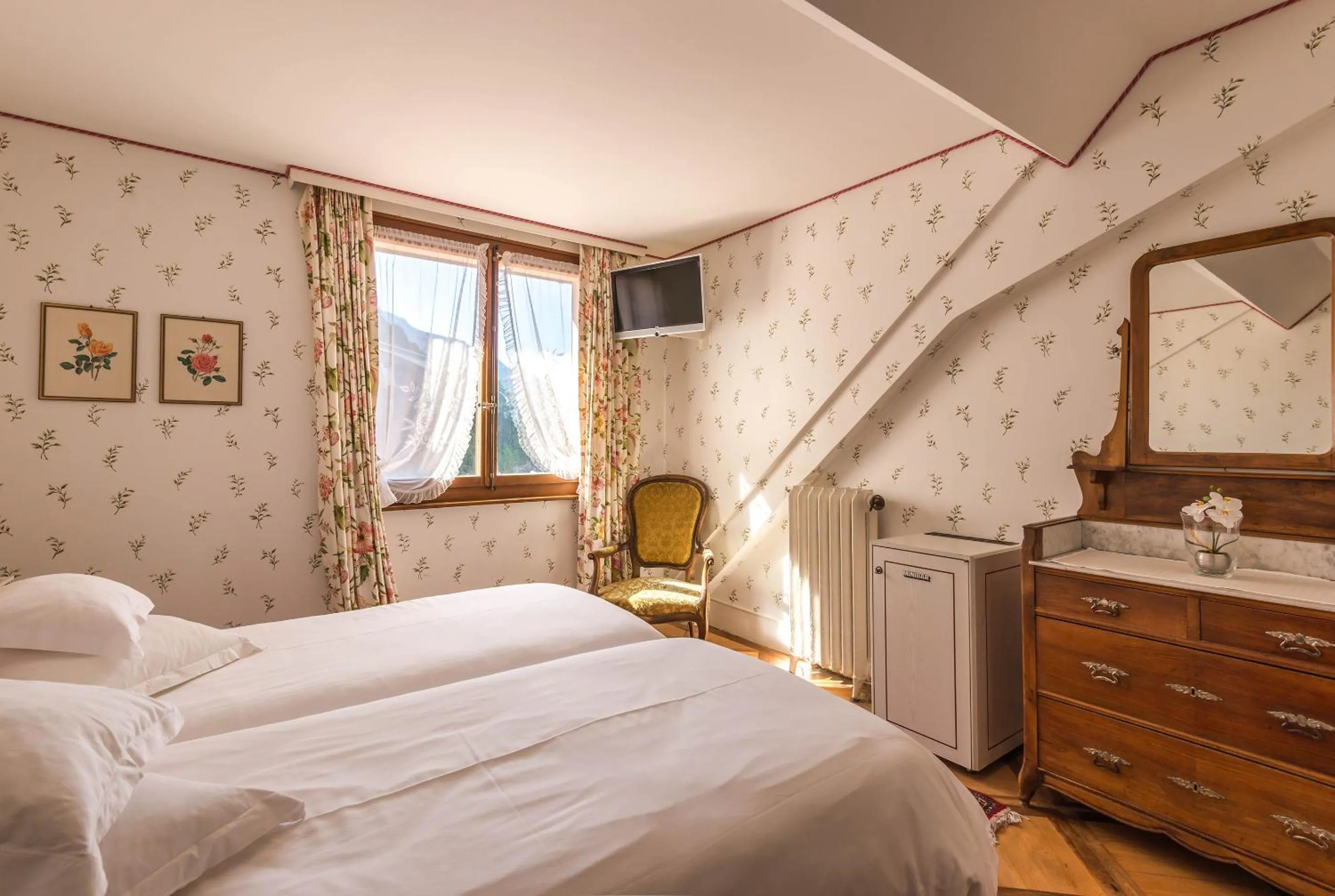 Bed in Swiss Historic Hotel Masson